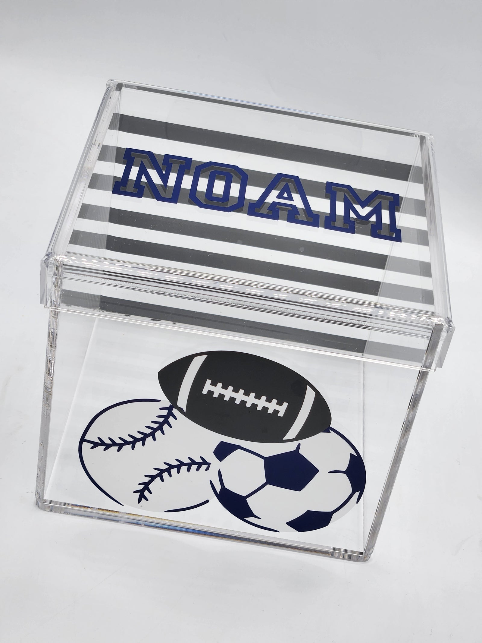 Sports Striped Lucite Box