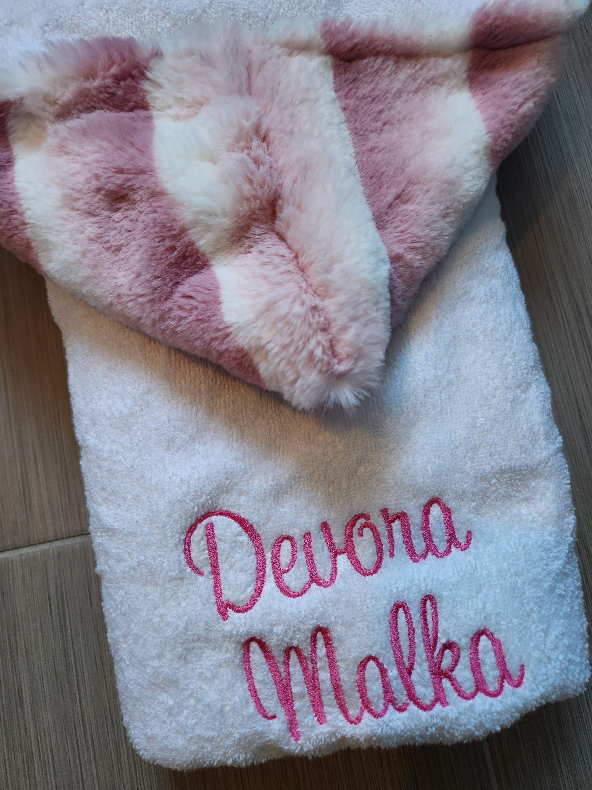 Plush Waves Woodrose Pink Girls Hooded Towel