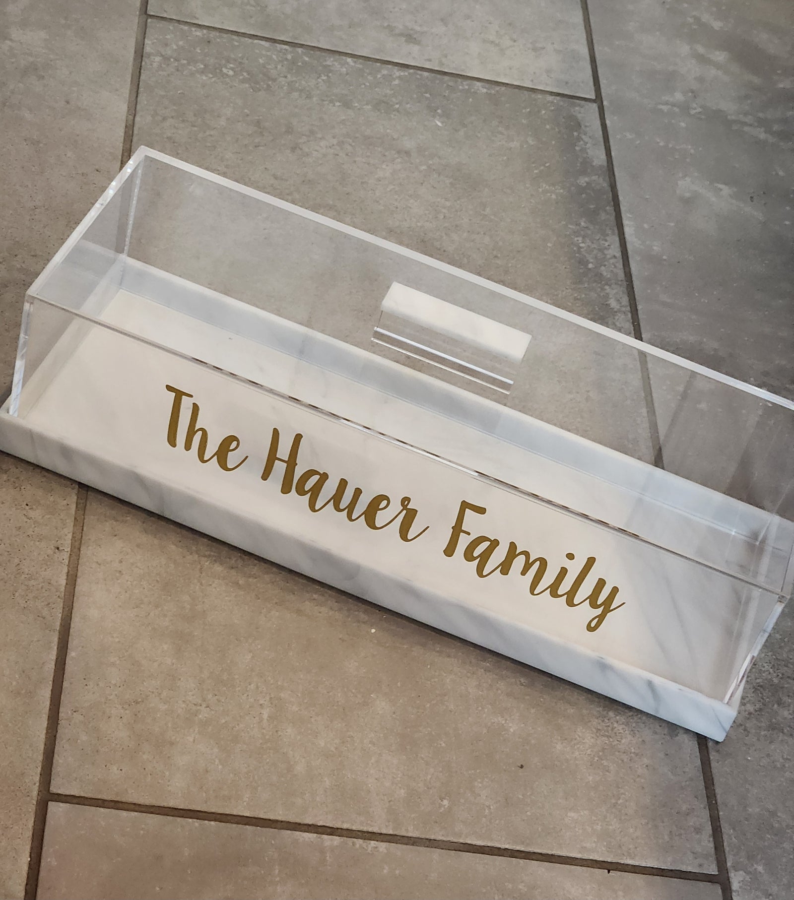 Marble Rectangle Lucite Cake Display