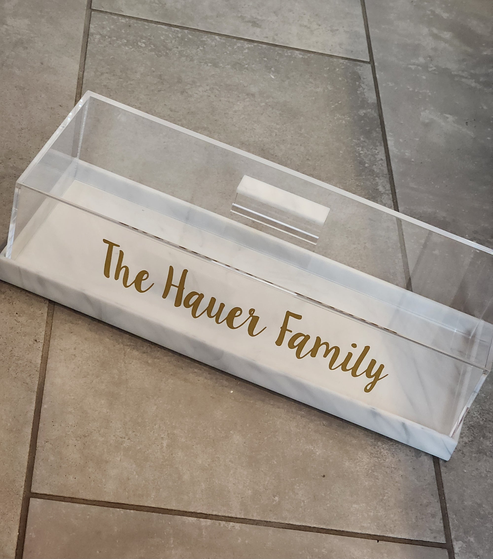 Marble Rectangle Lucite Cake Display