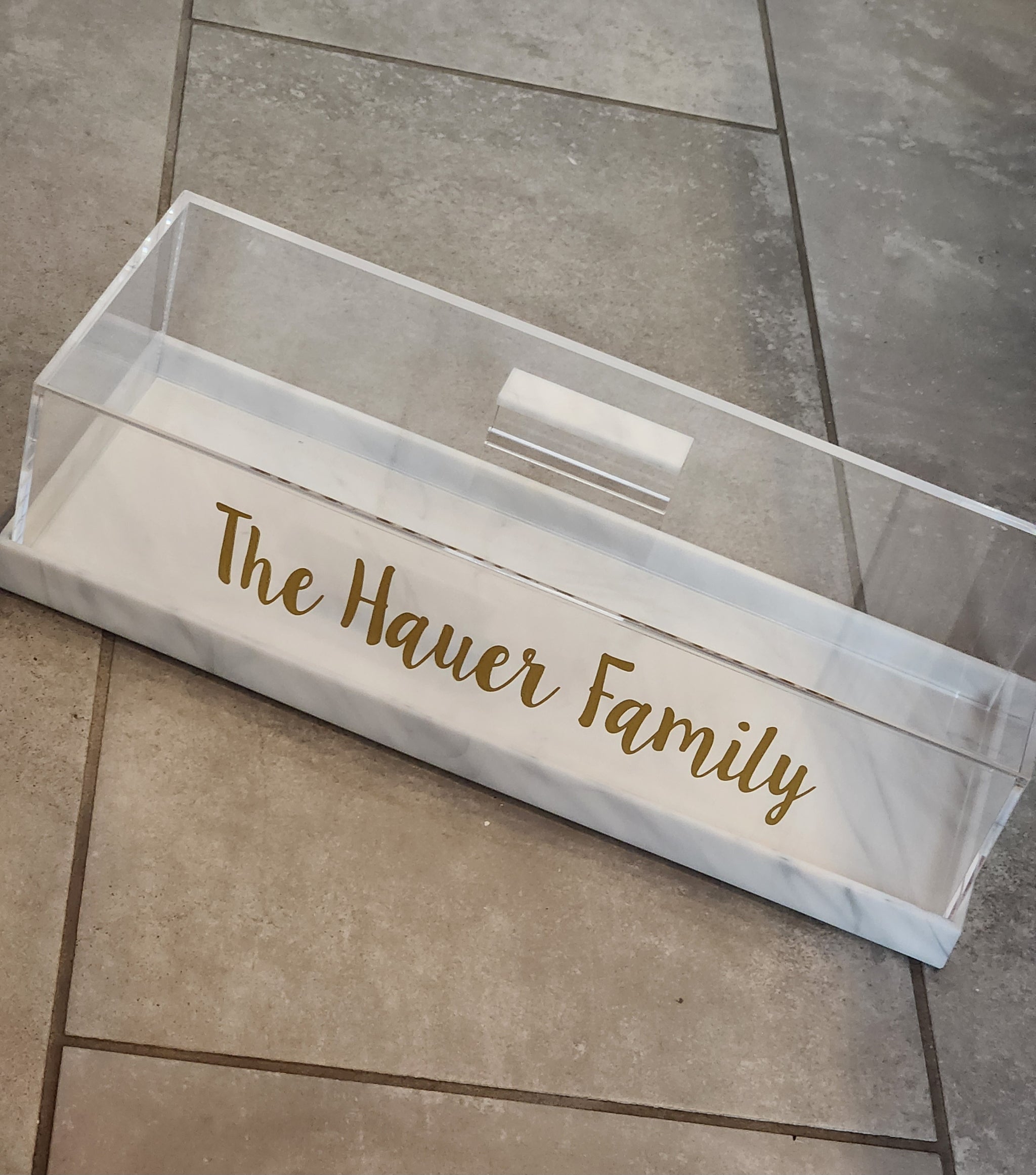 Marble Rectangle Lucite Cake Display