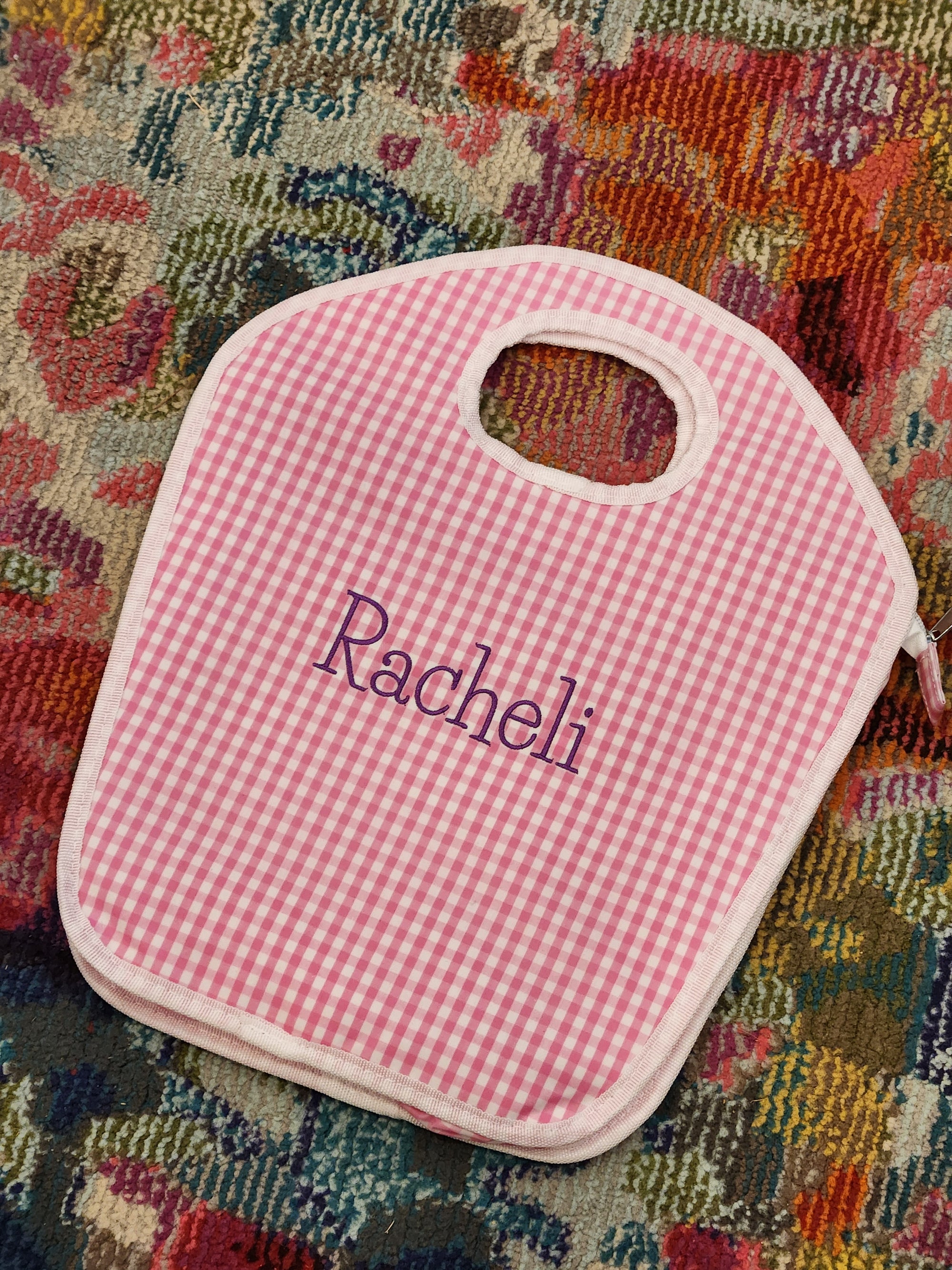 Hot Pink Gingham Girls Vinyl Keyhole Bag