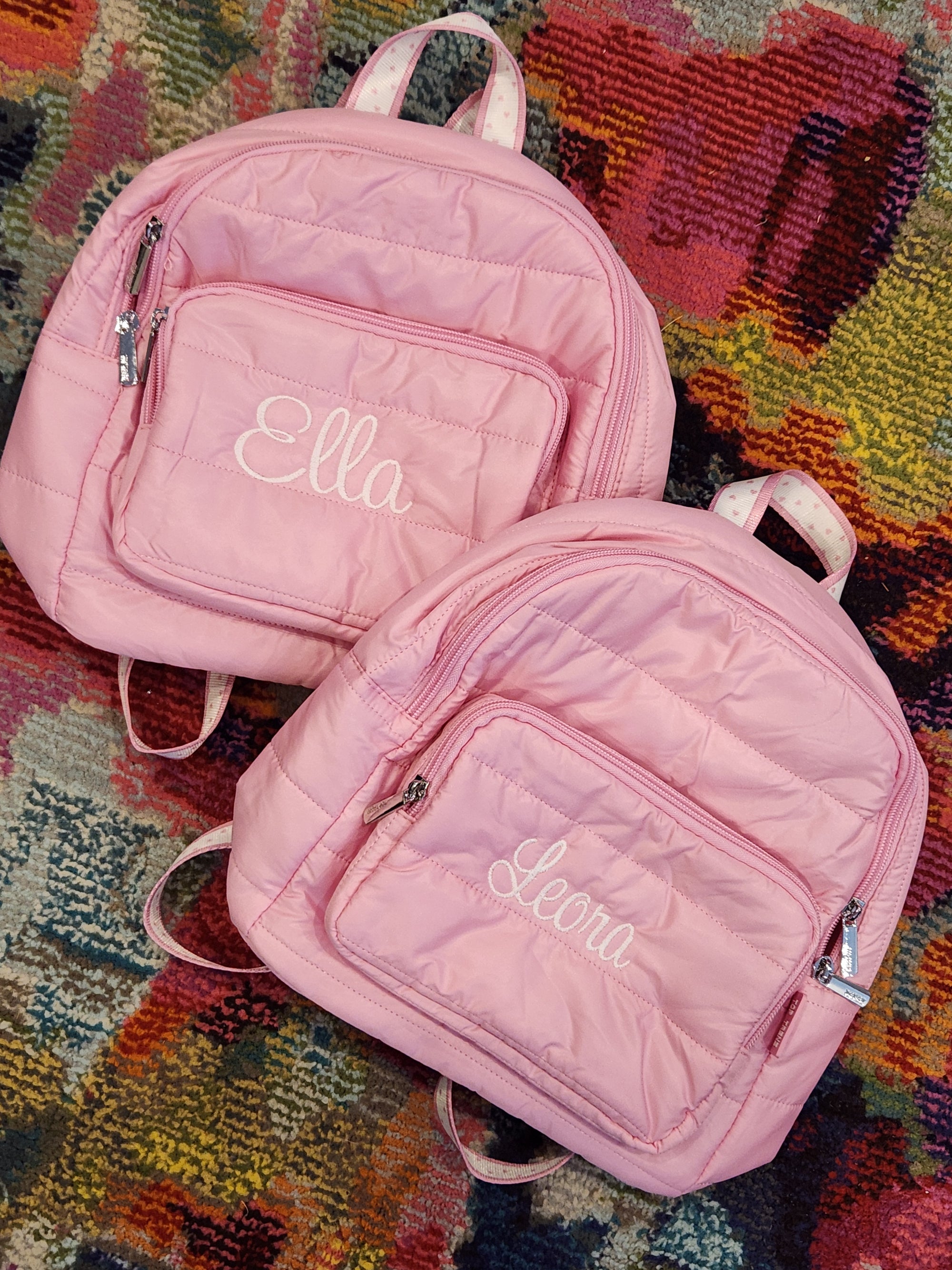 Pink Puffer Girls Mini Backpack with Heart Straps