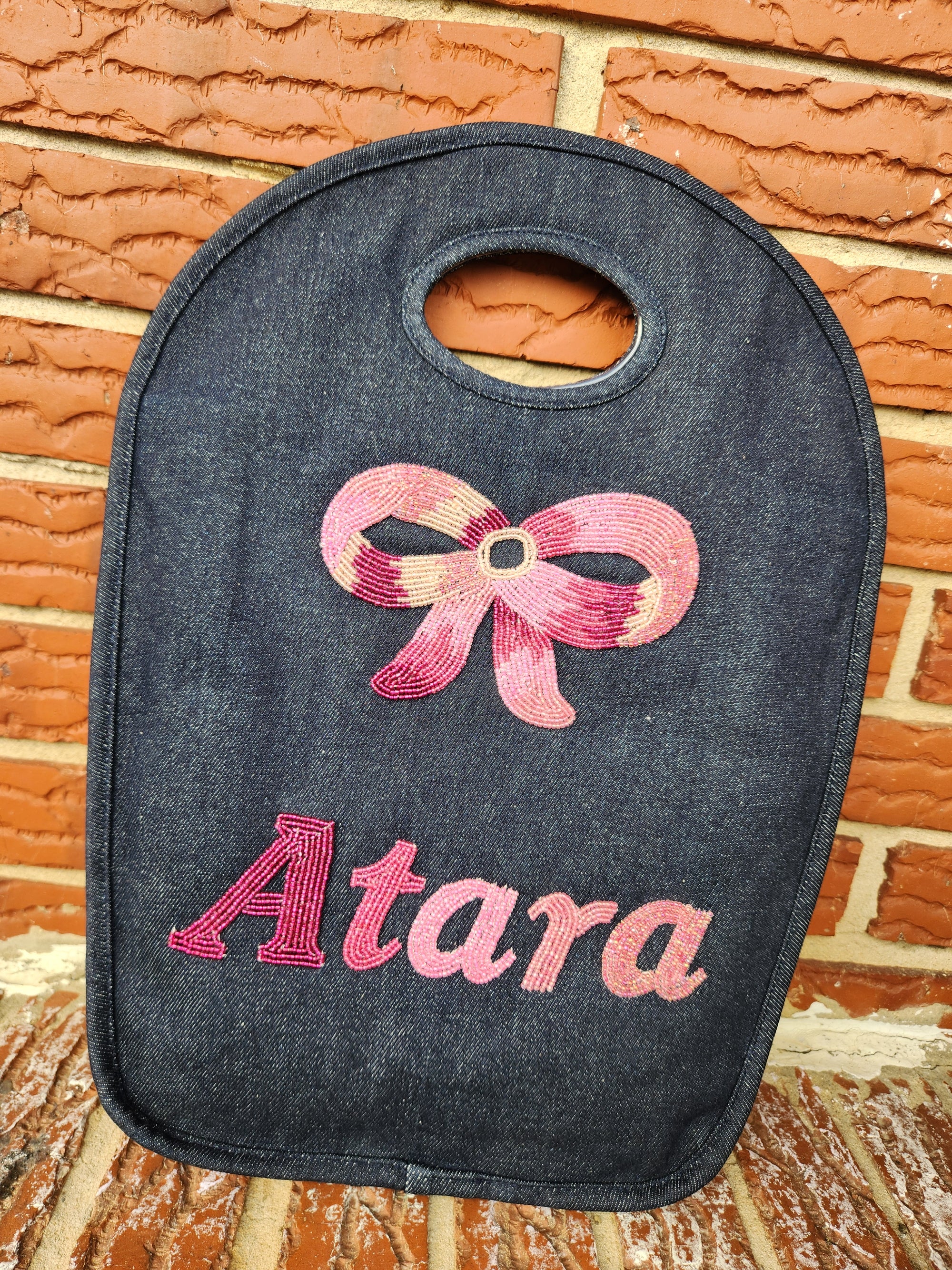 Ombre Beaded Bow Keyhole Bag