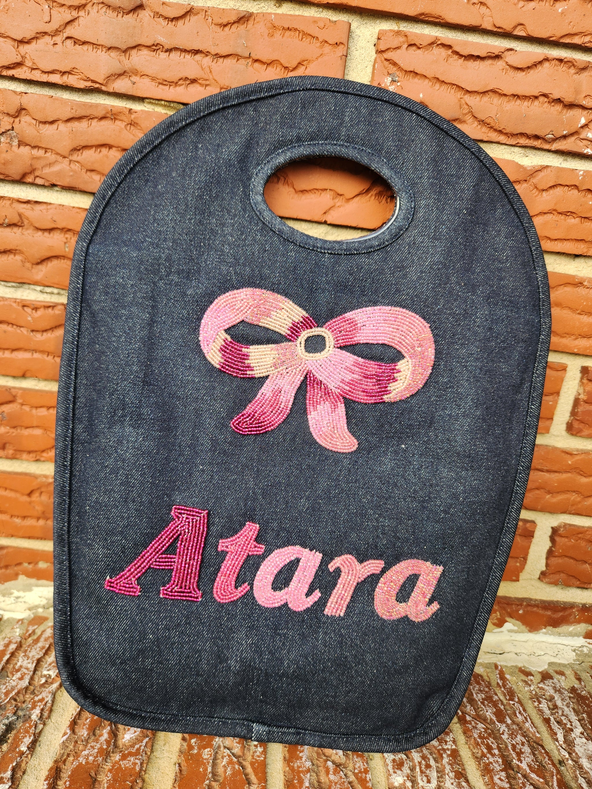 Ombre Beaded Bow Keyhole Bag