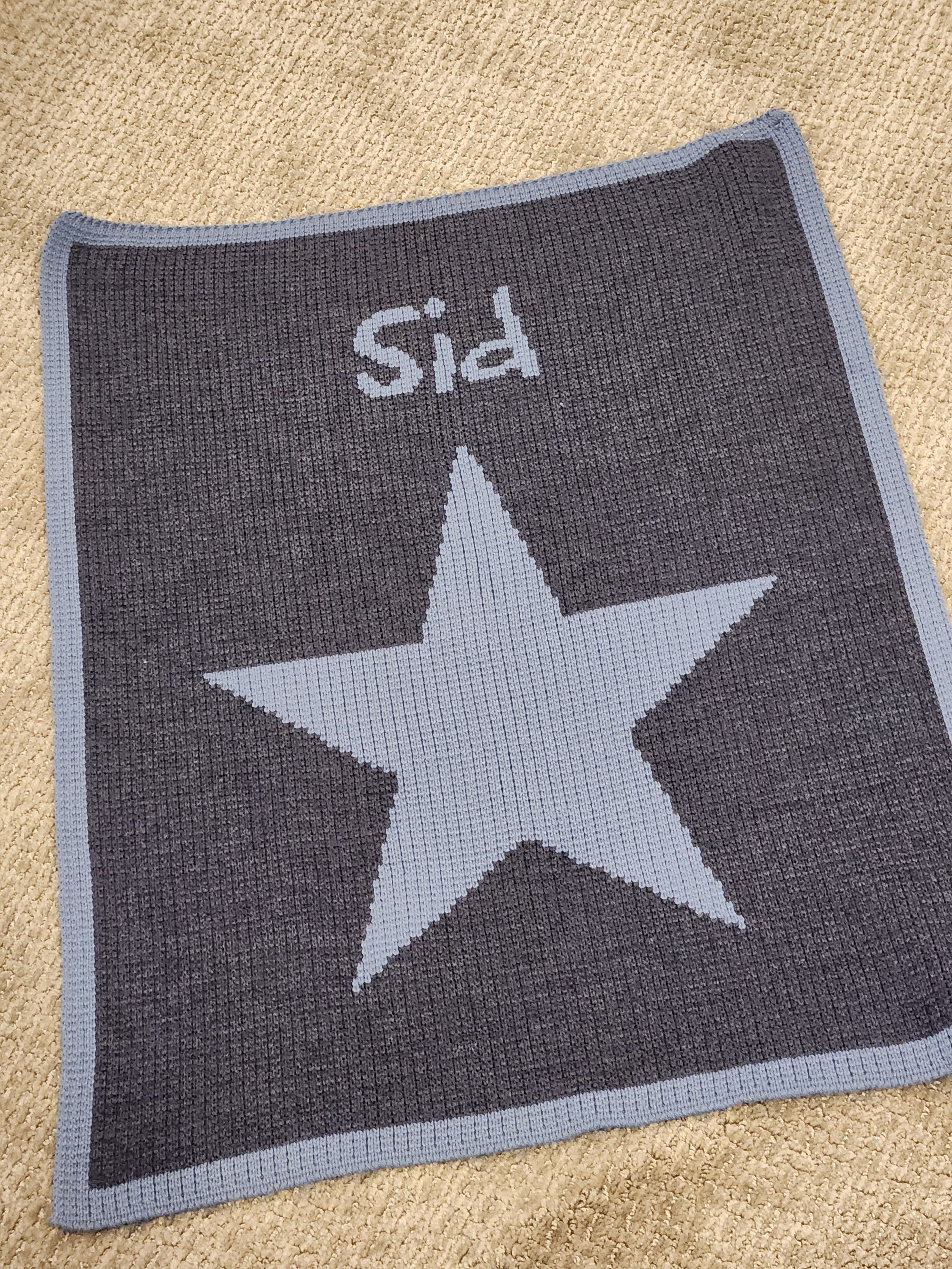 Single Star & Name Stroller Knit Blanket