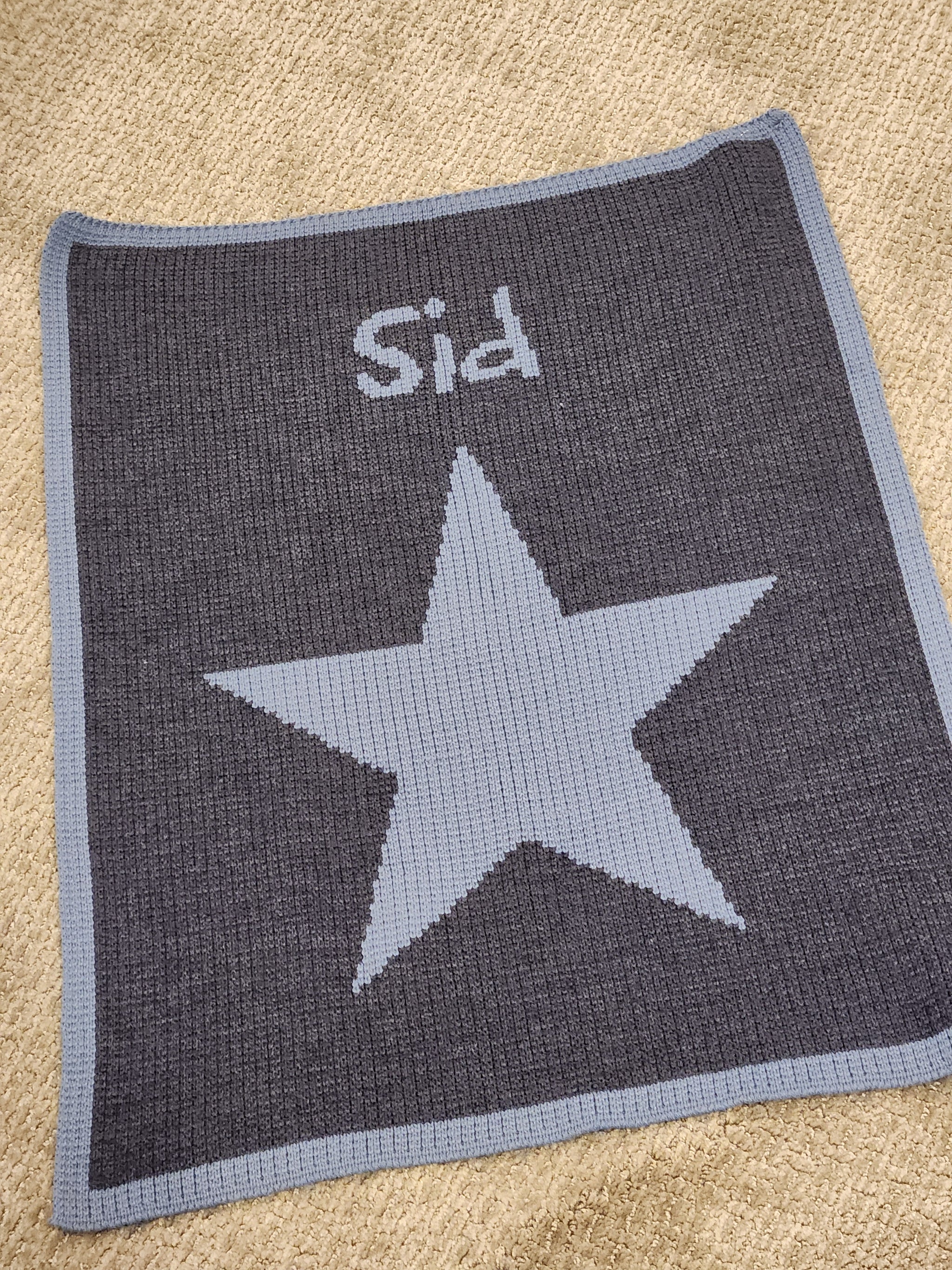 Single Star & Name Stroller Knit Blanket