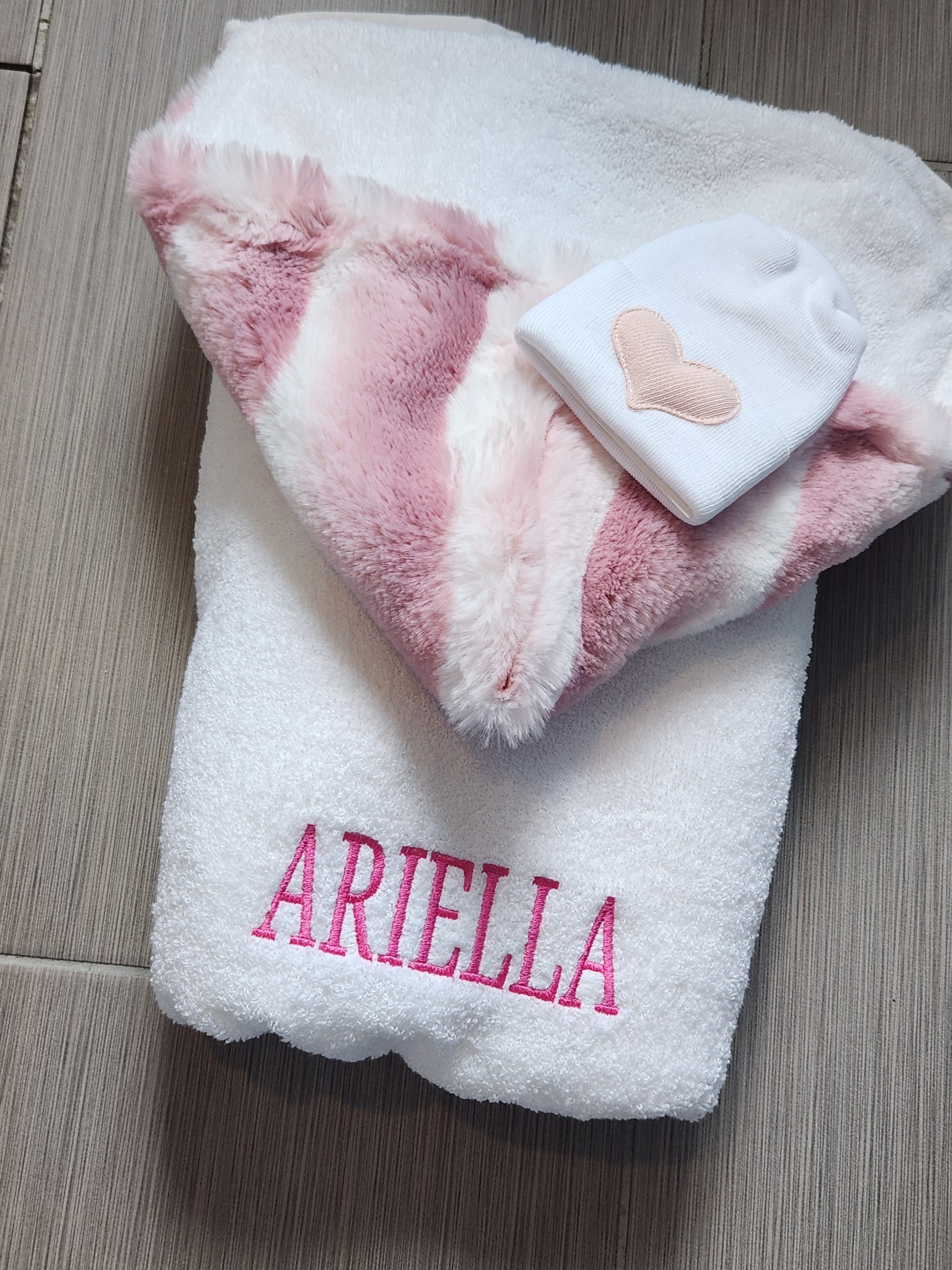 Plush Waves Woodrose Pink Girls Hooded Towel