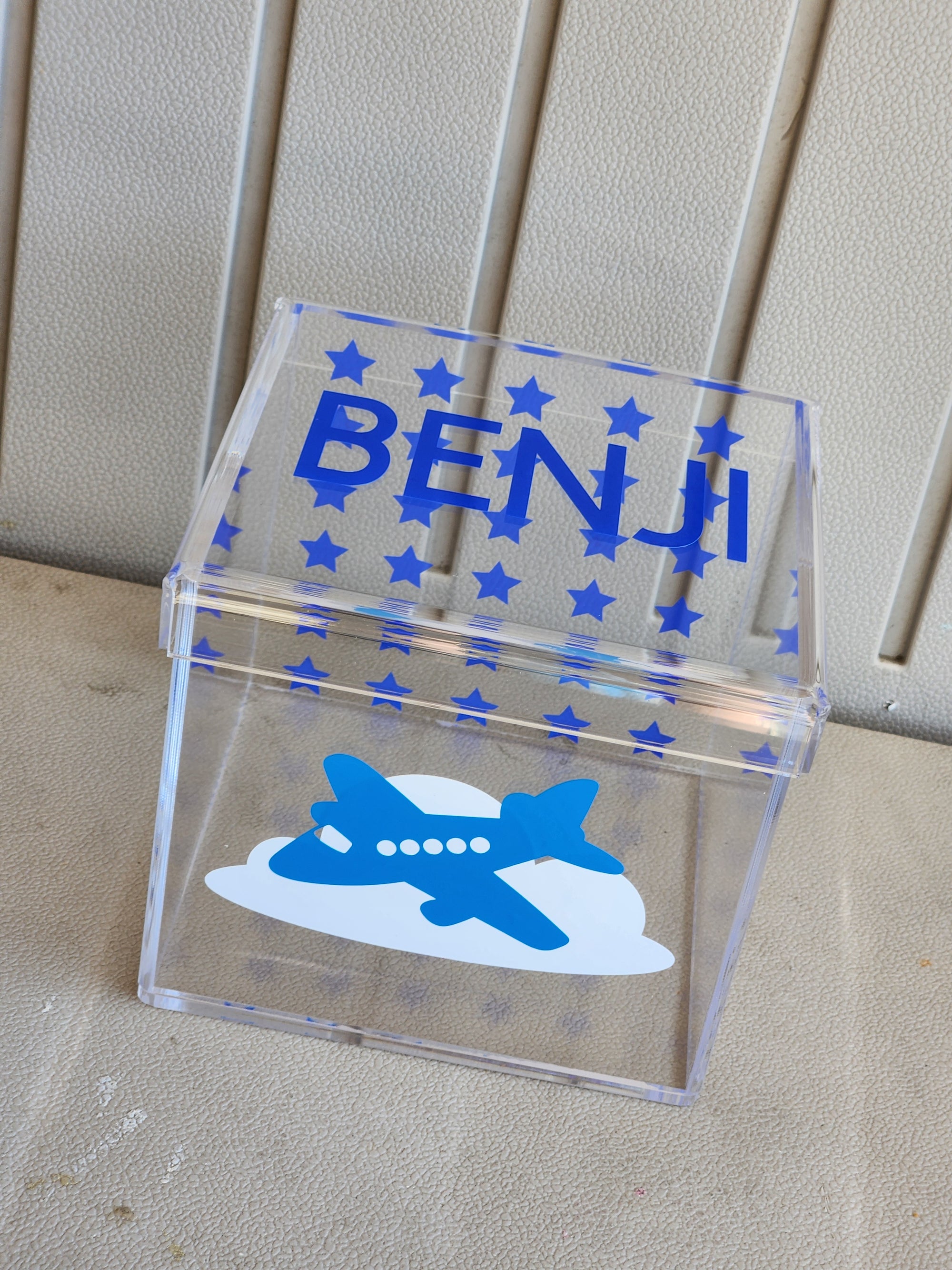 Airplane and Stars Lucite Box