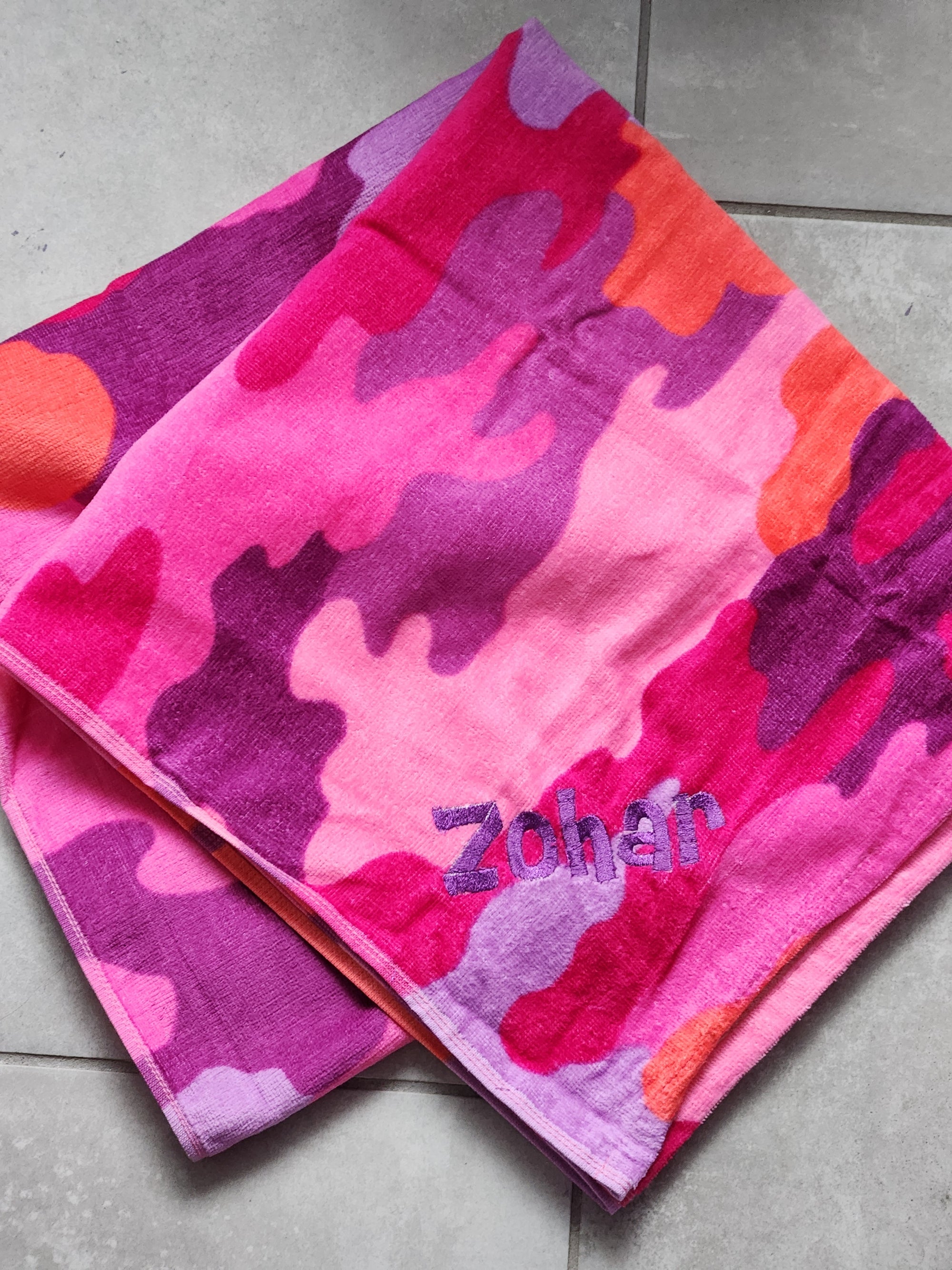 Pink camo adult/kids towel