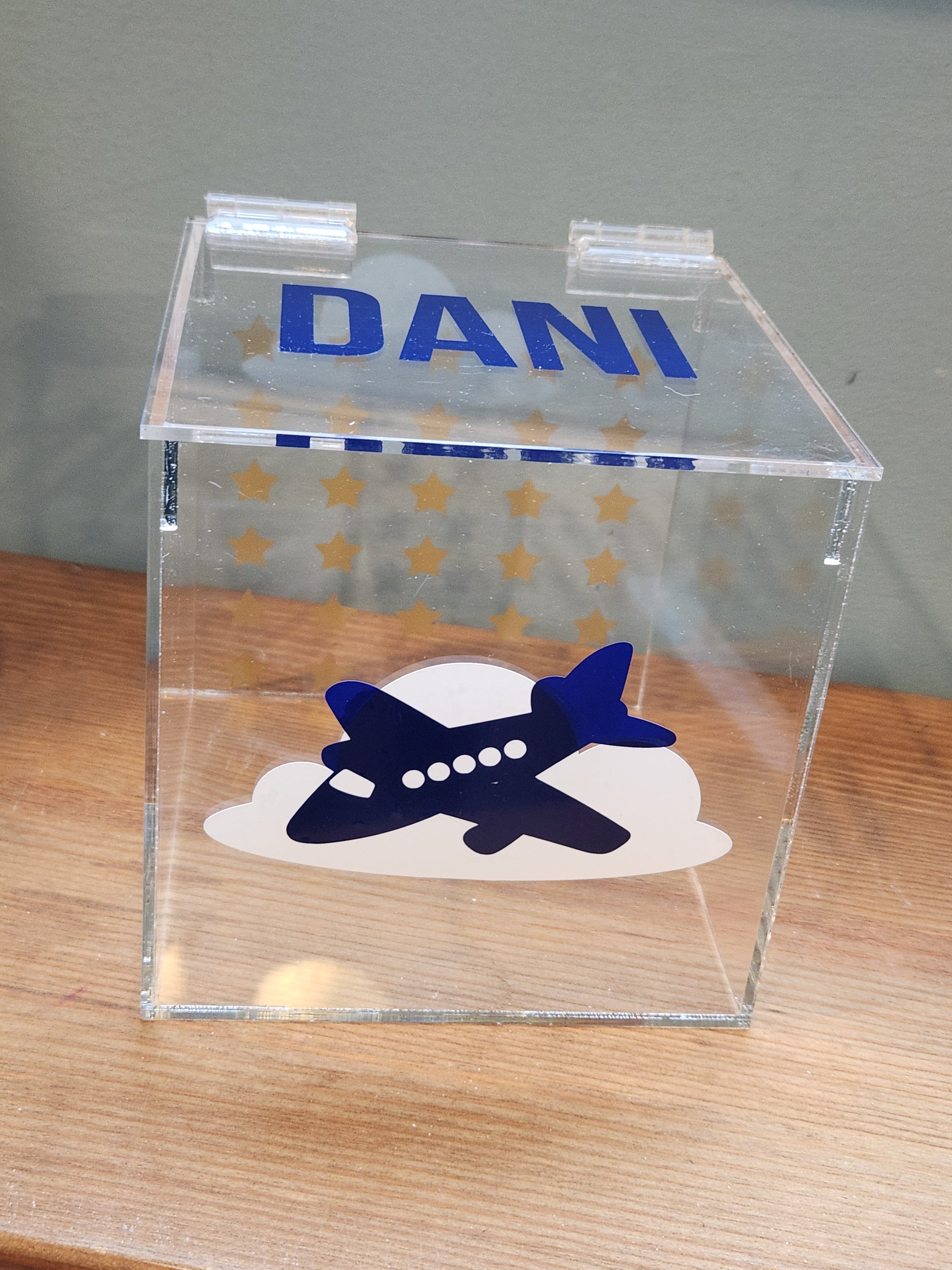 Airplane and Stars Lucite Box