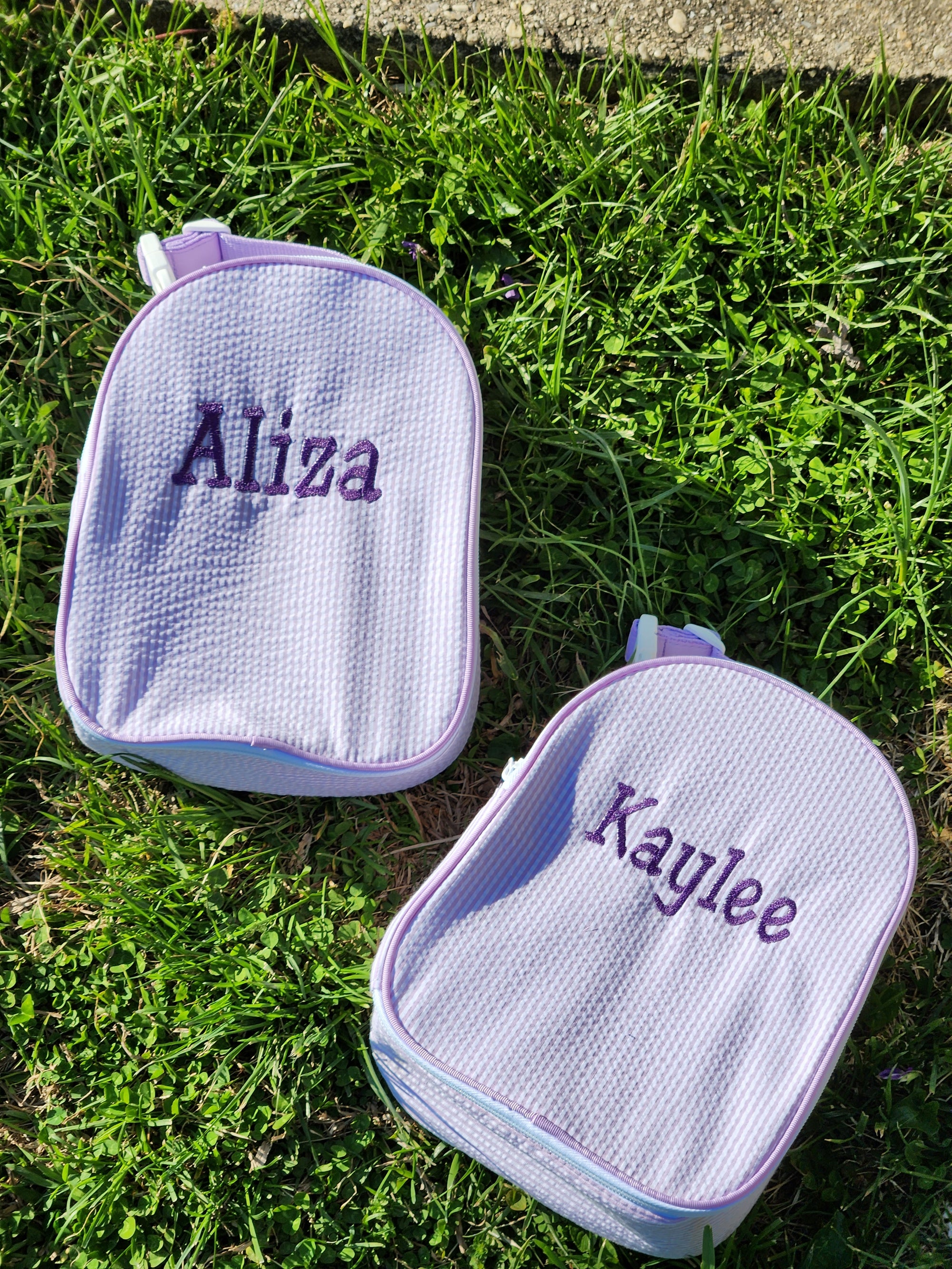 Purple Seersucker Girls Lunchbox