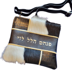 Black Croc Leather/Black & White Fur Tallis/Tefillin bag