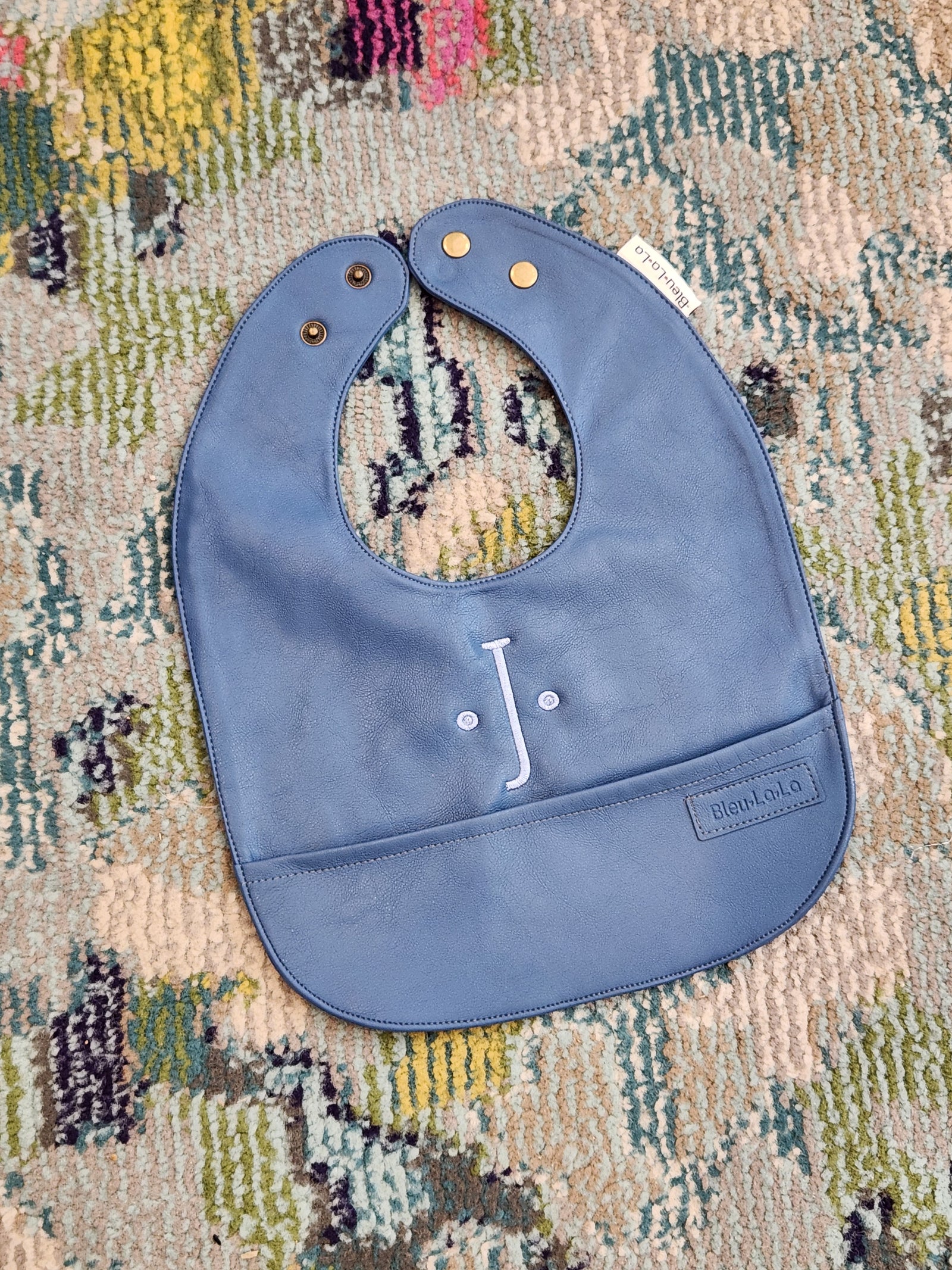 Steel Blue Leather Bib
