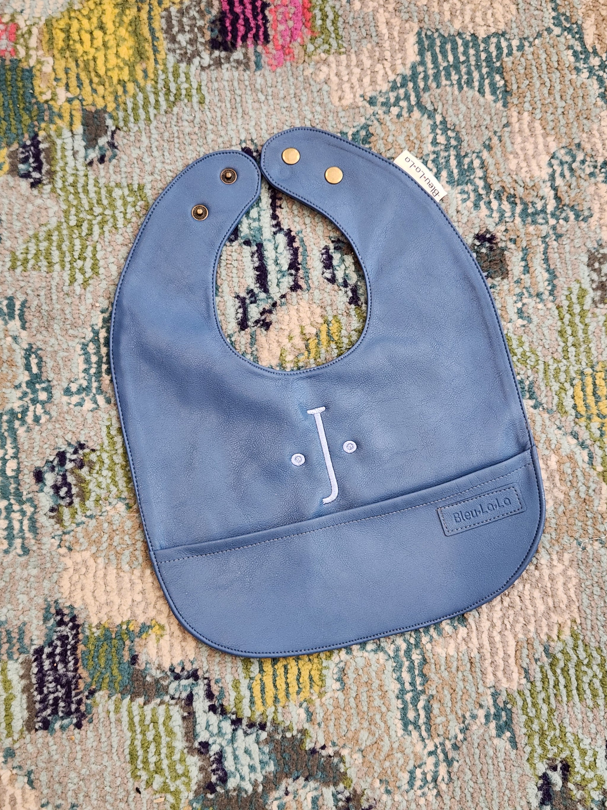 Steel Blue Leather Bib