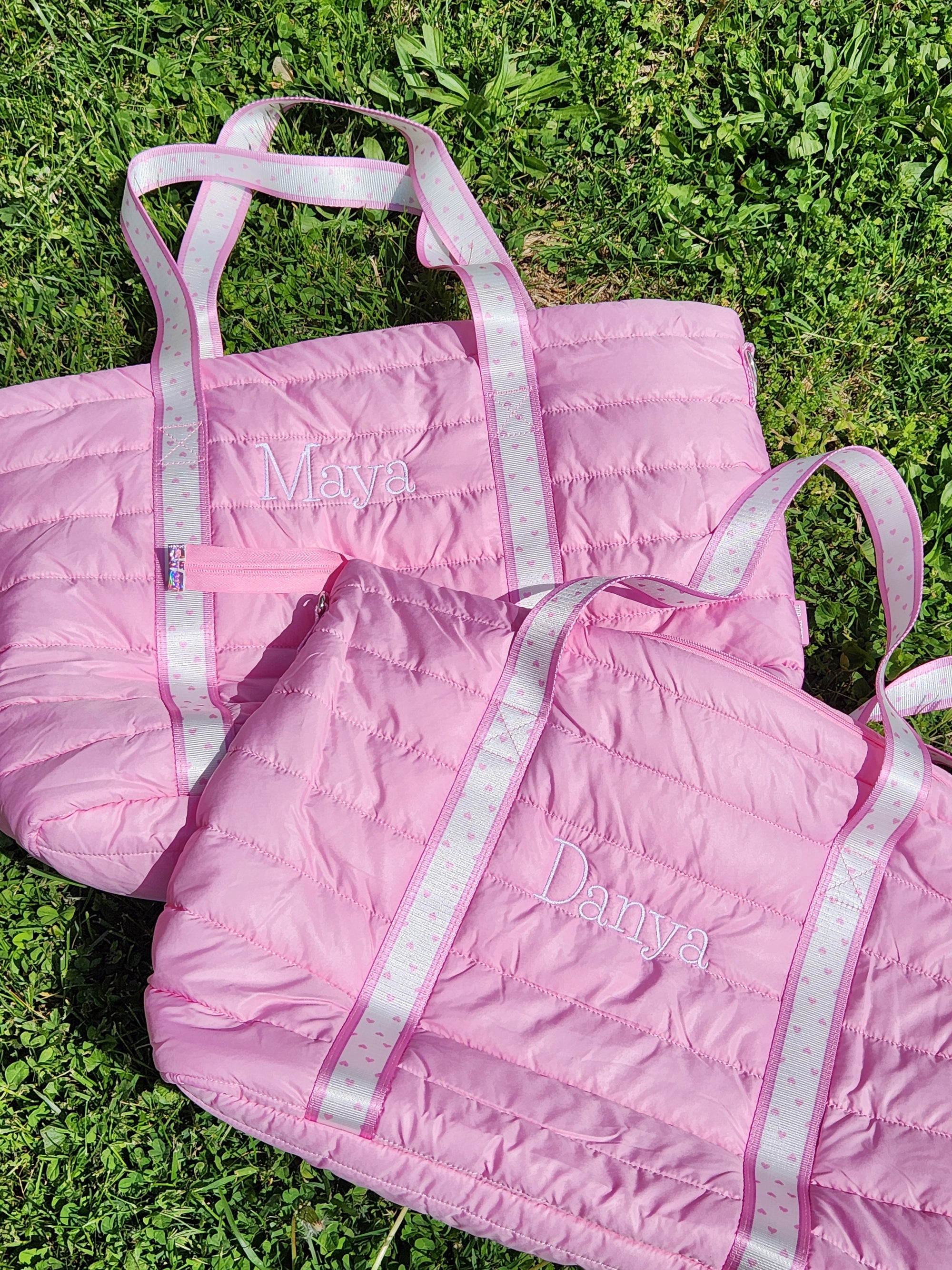 Pink Puffer Tote Heart Strap