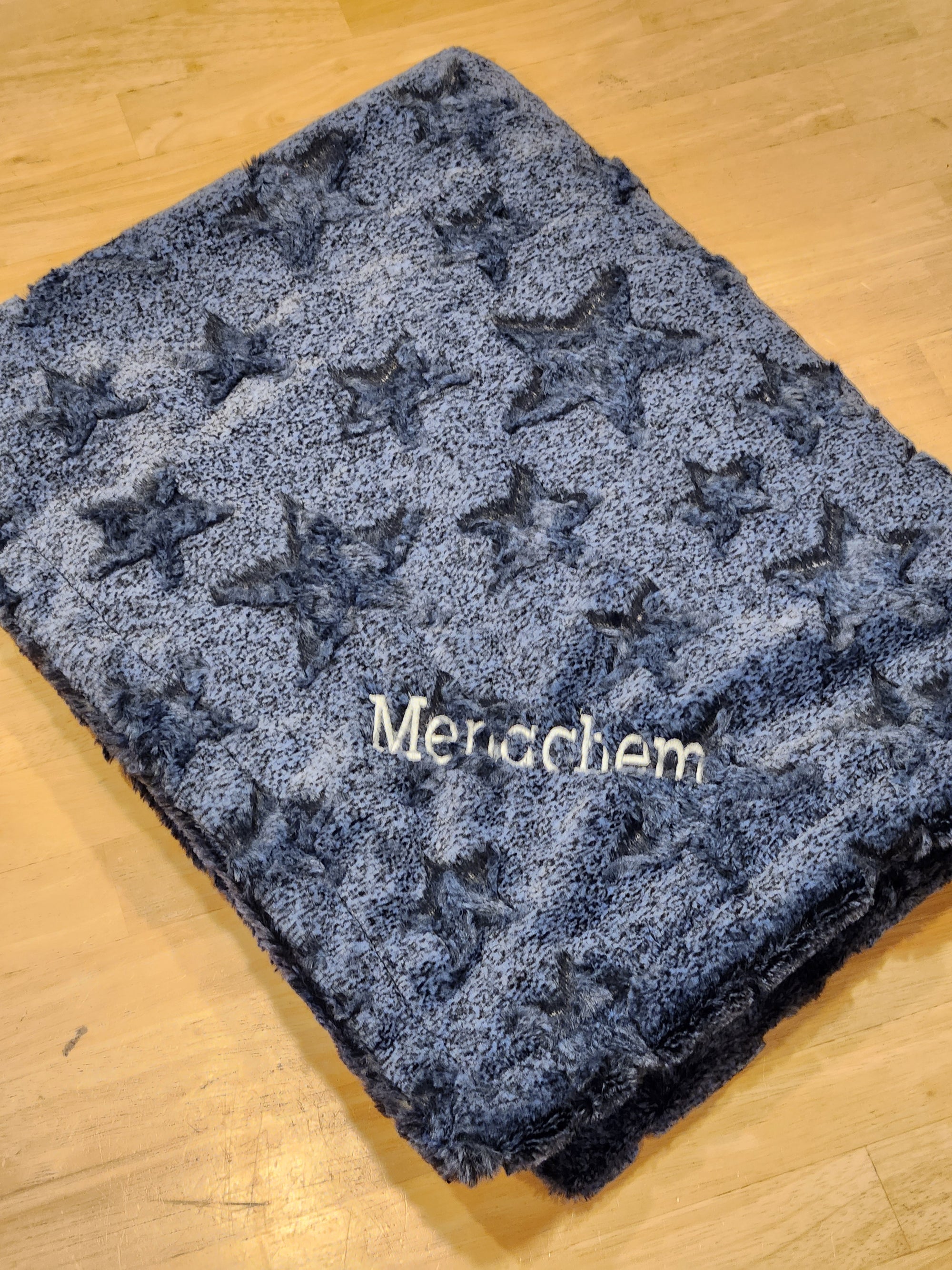 Navy Stars Chambray Boys Minky Blanket