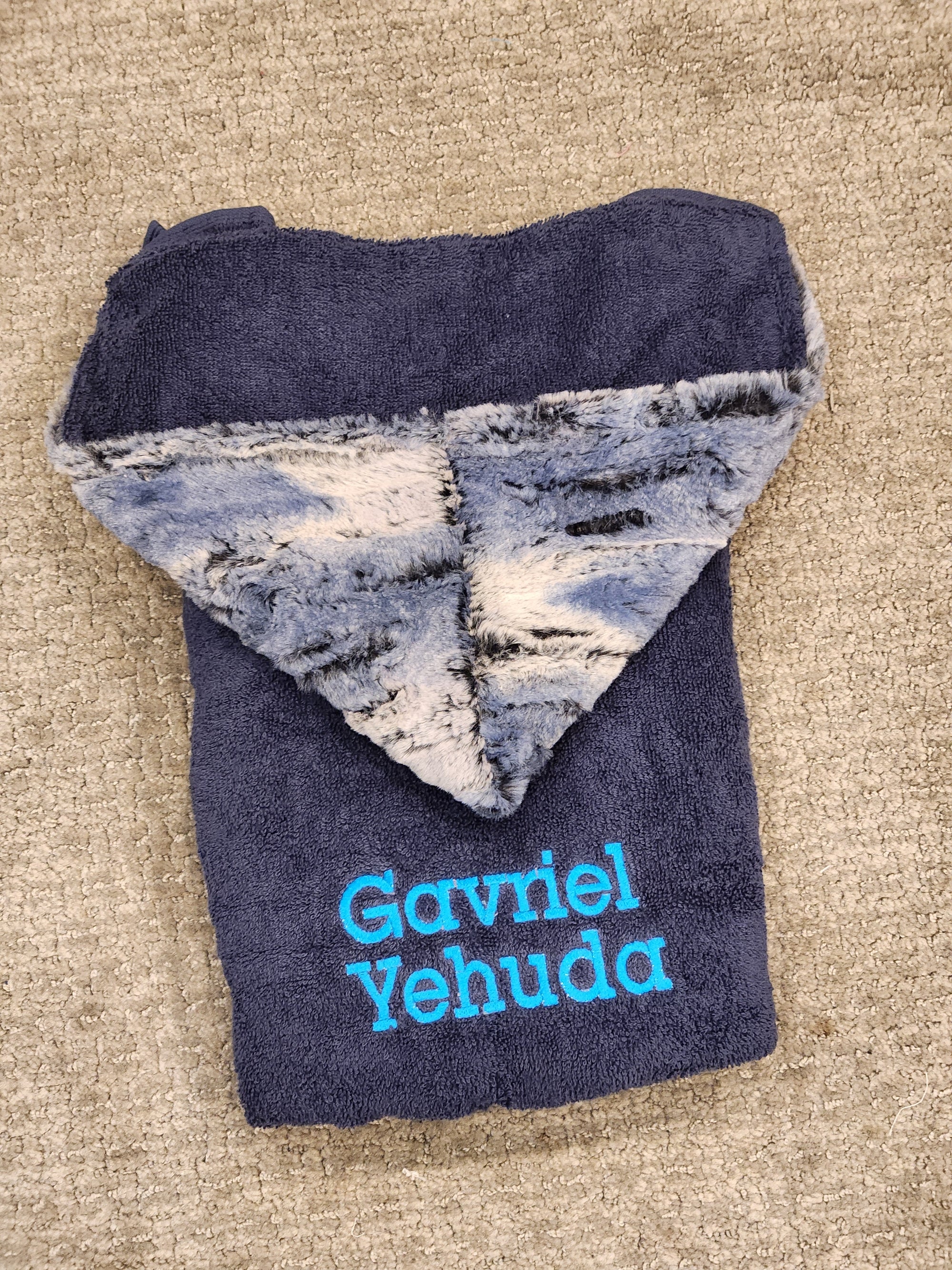 Navy Ombre Boys Hooded Toddler Towel