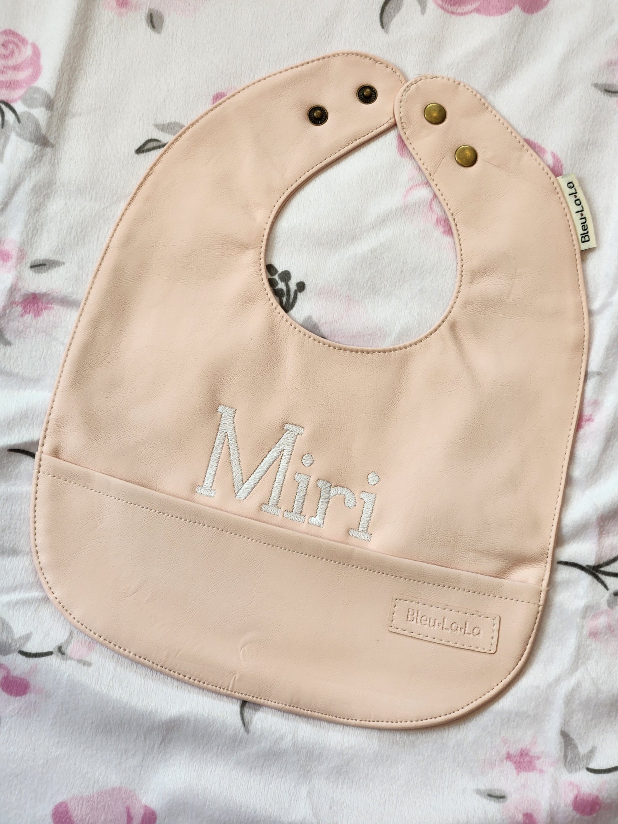 Blush Pink Leather Girls Bib