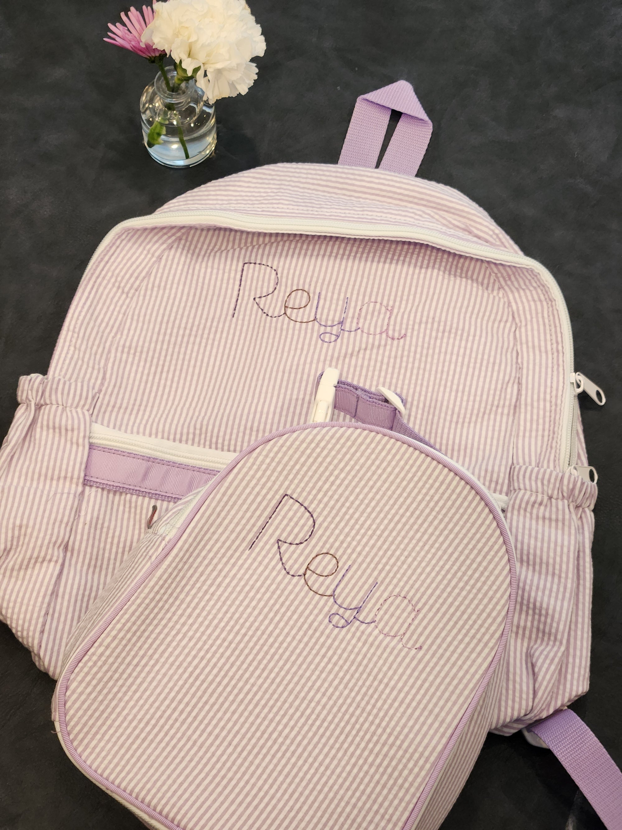 Purple Seersucker Girls Lunchbox
