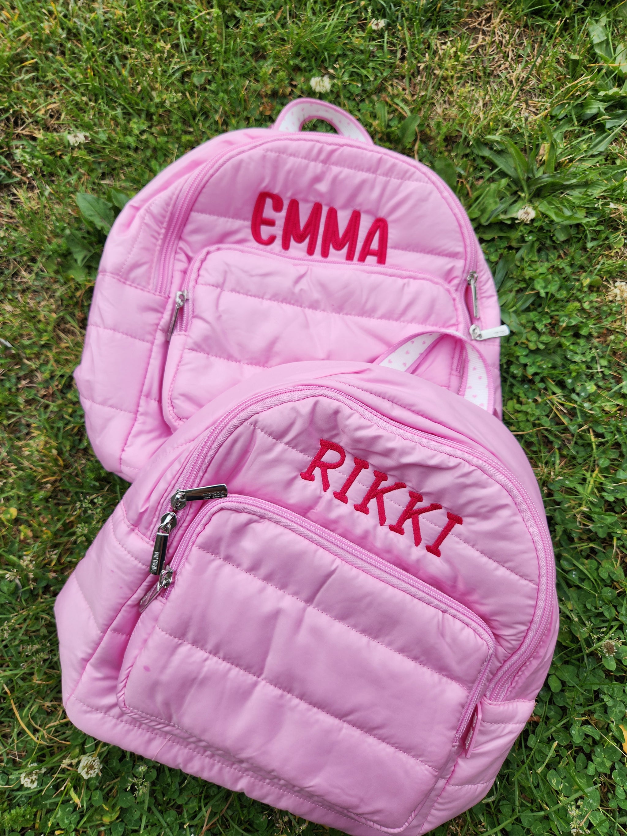 Pink Puffer Girls Mini Backpack with Heart Straps