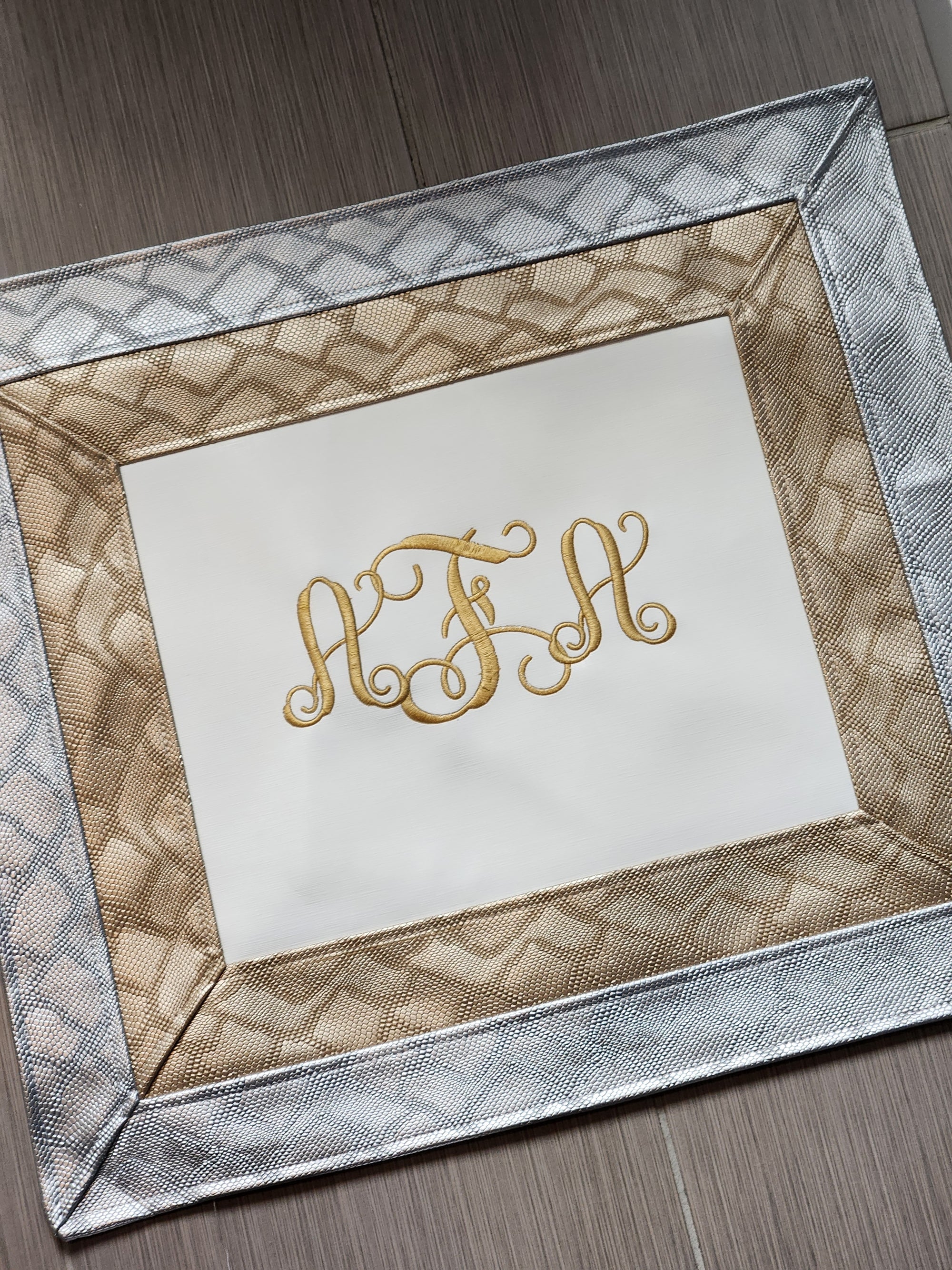 Two Toned Silver and Gold Alligator Challah Cover
