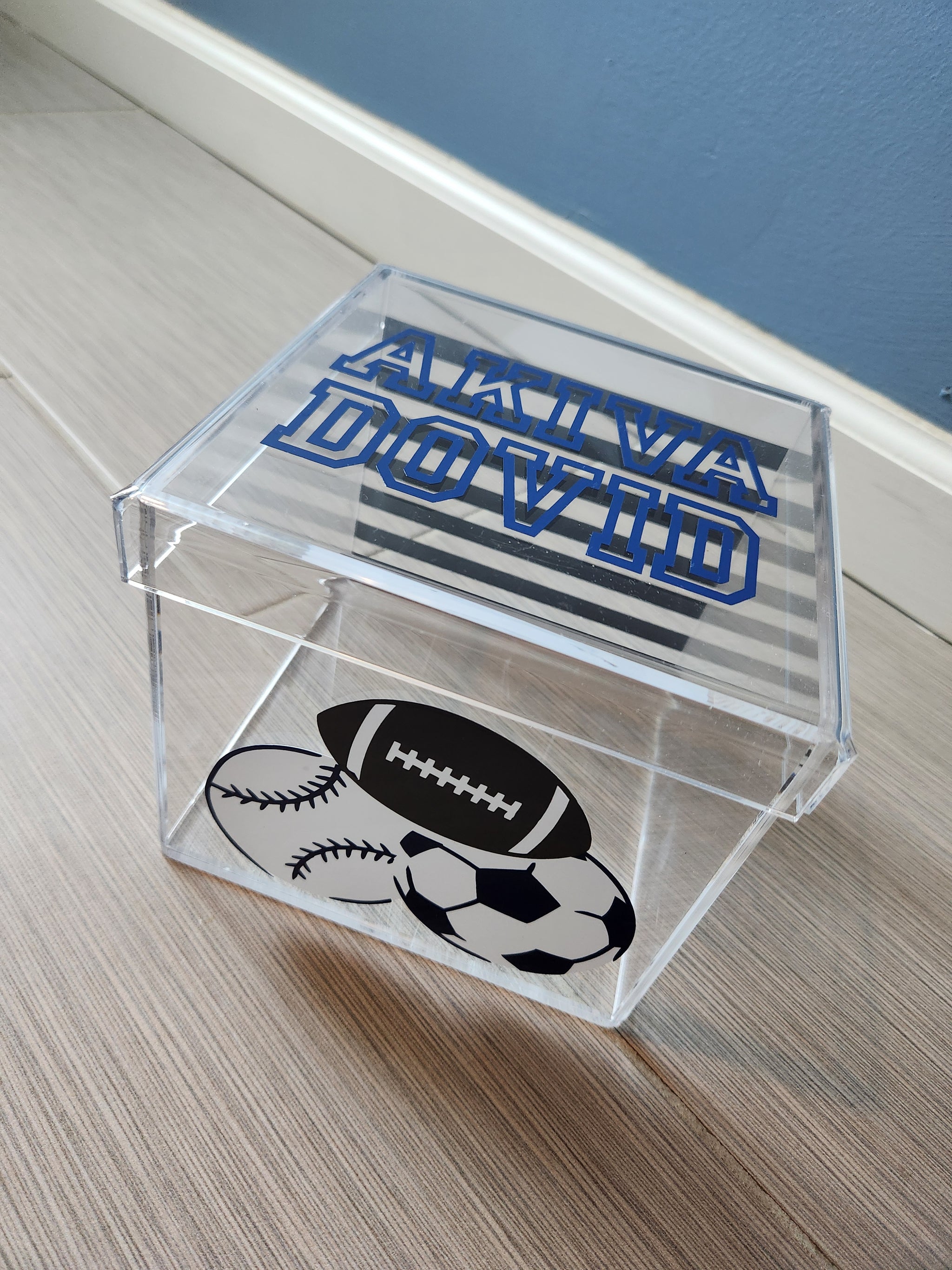 Sports Striped Lucite Box