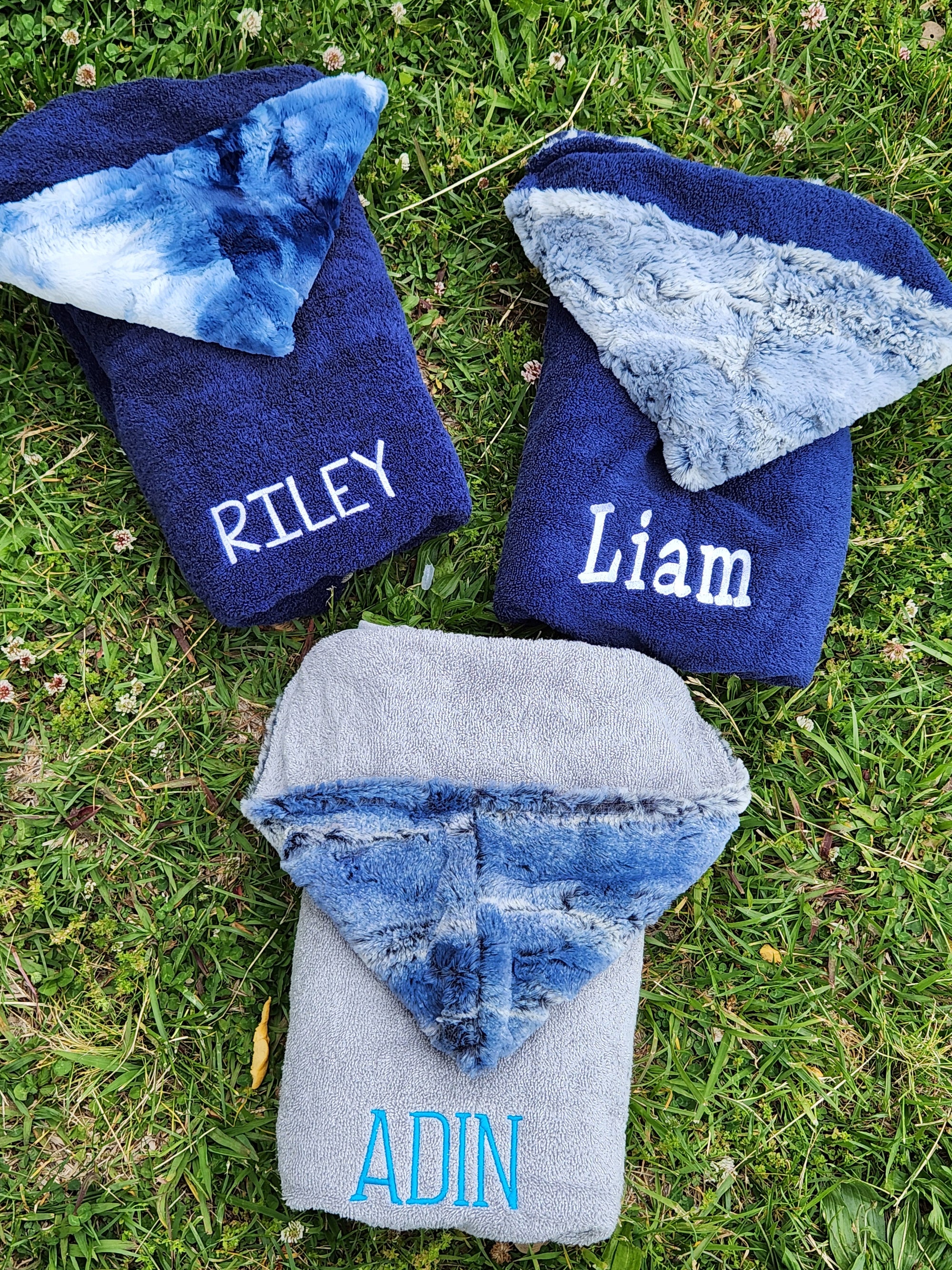 Gray and Navy Ombre Boys Hooded Towel