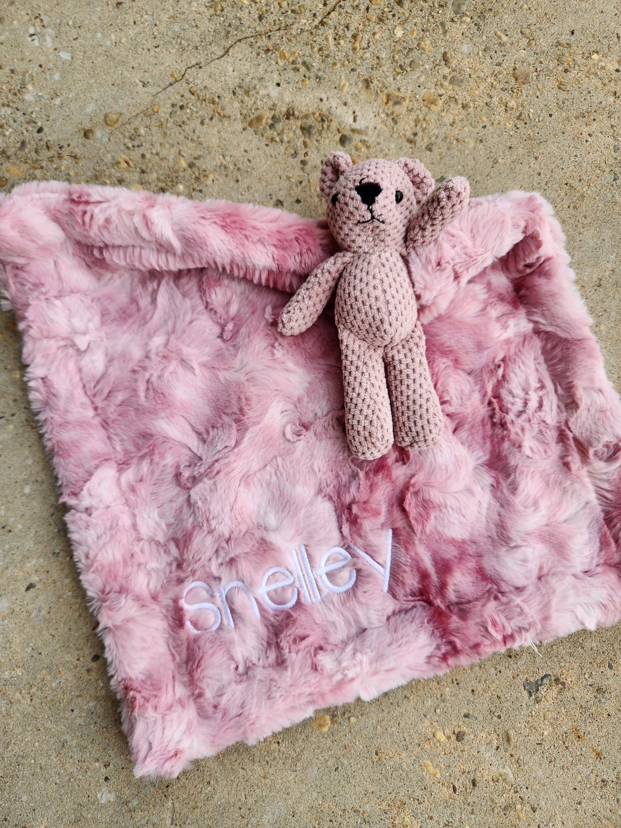Smokey Rose Bear Girls Minky Lovie