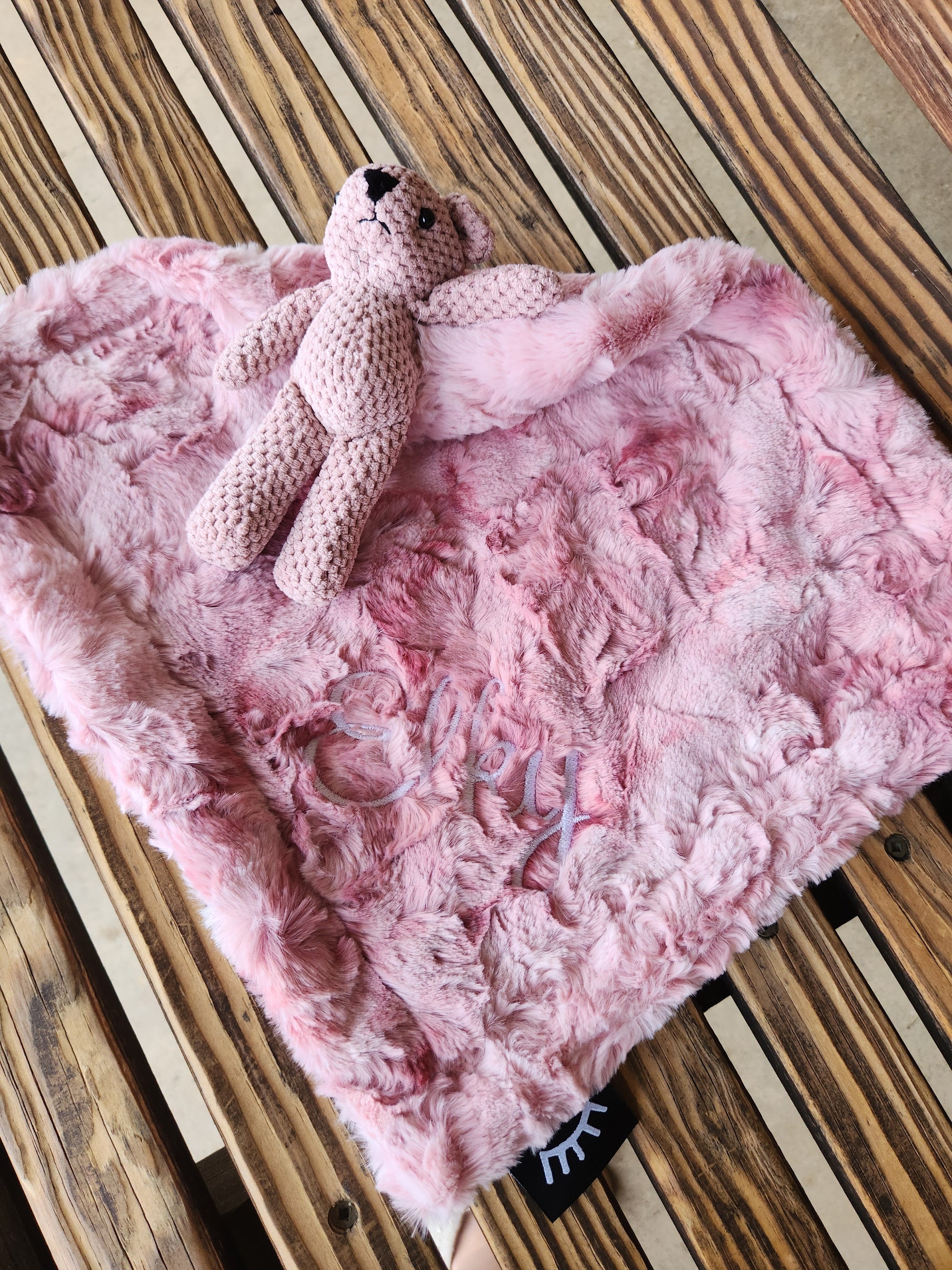 Smokey Rose Bear Girls Minky Lovie