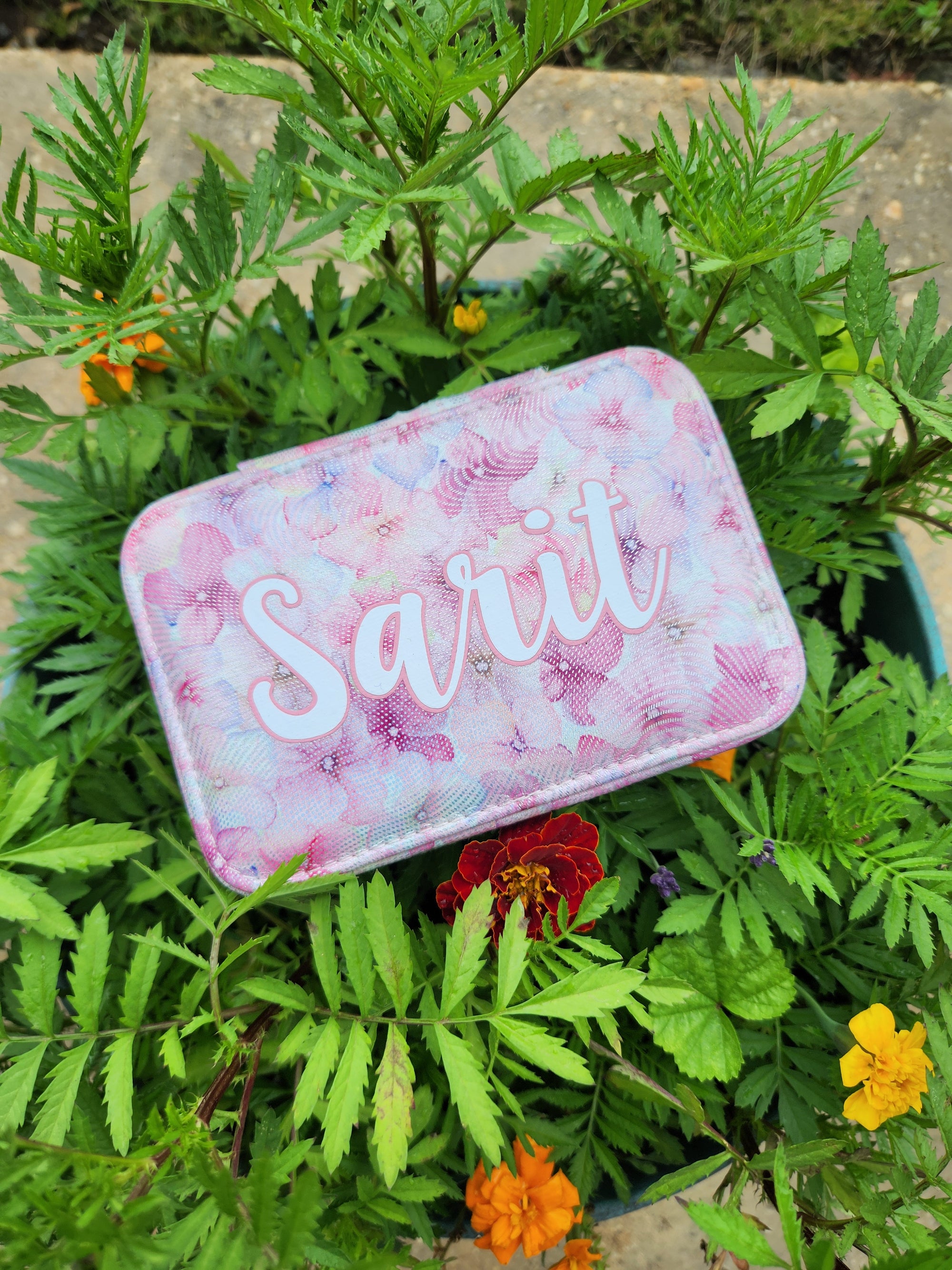 Pink Floral Mini Jewelry Case