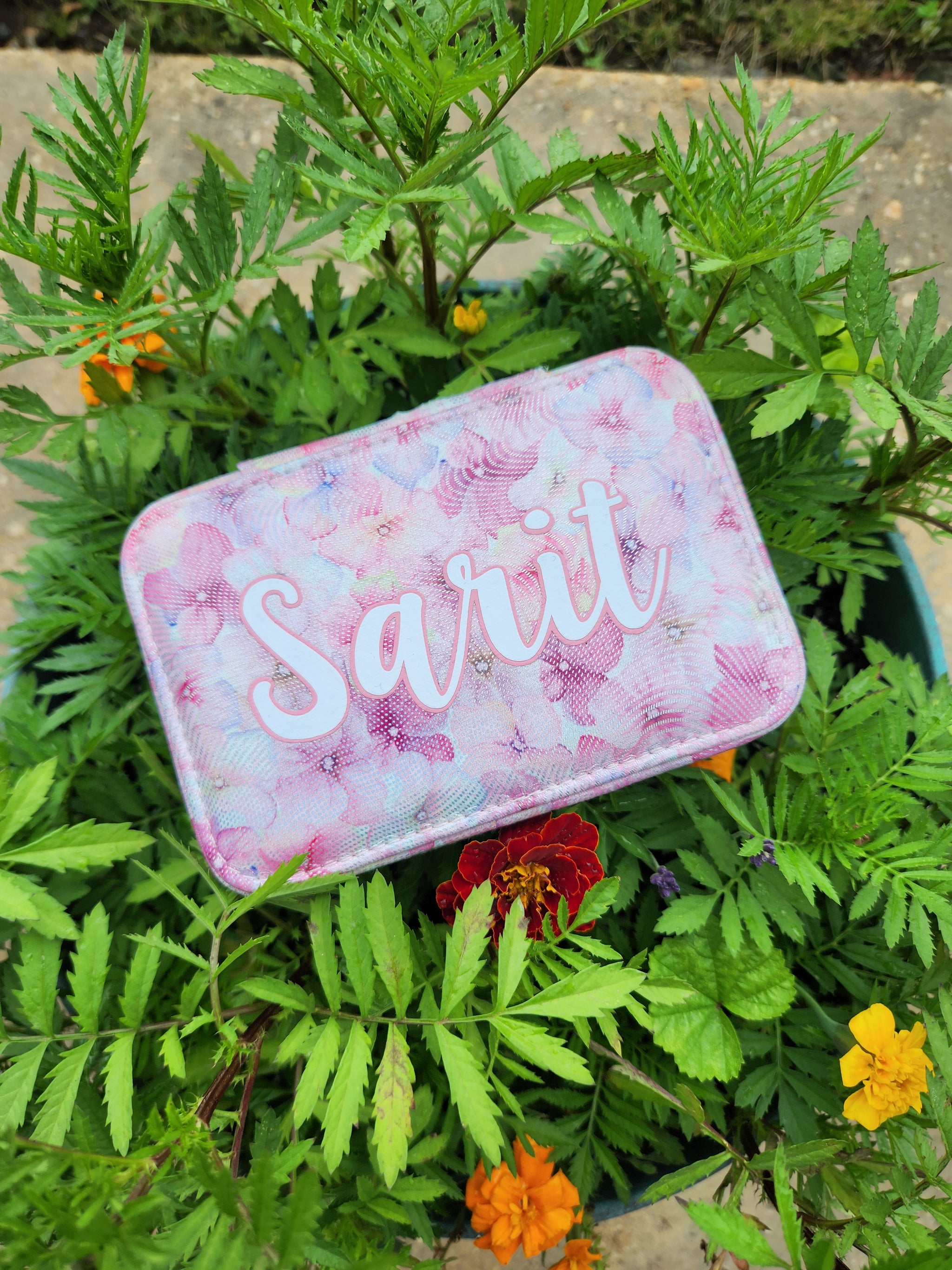 Pink Floral Mini Jewelry Case