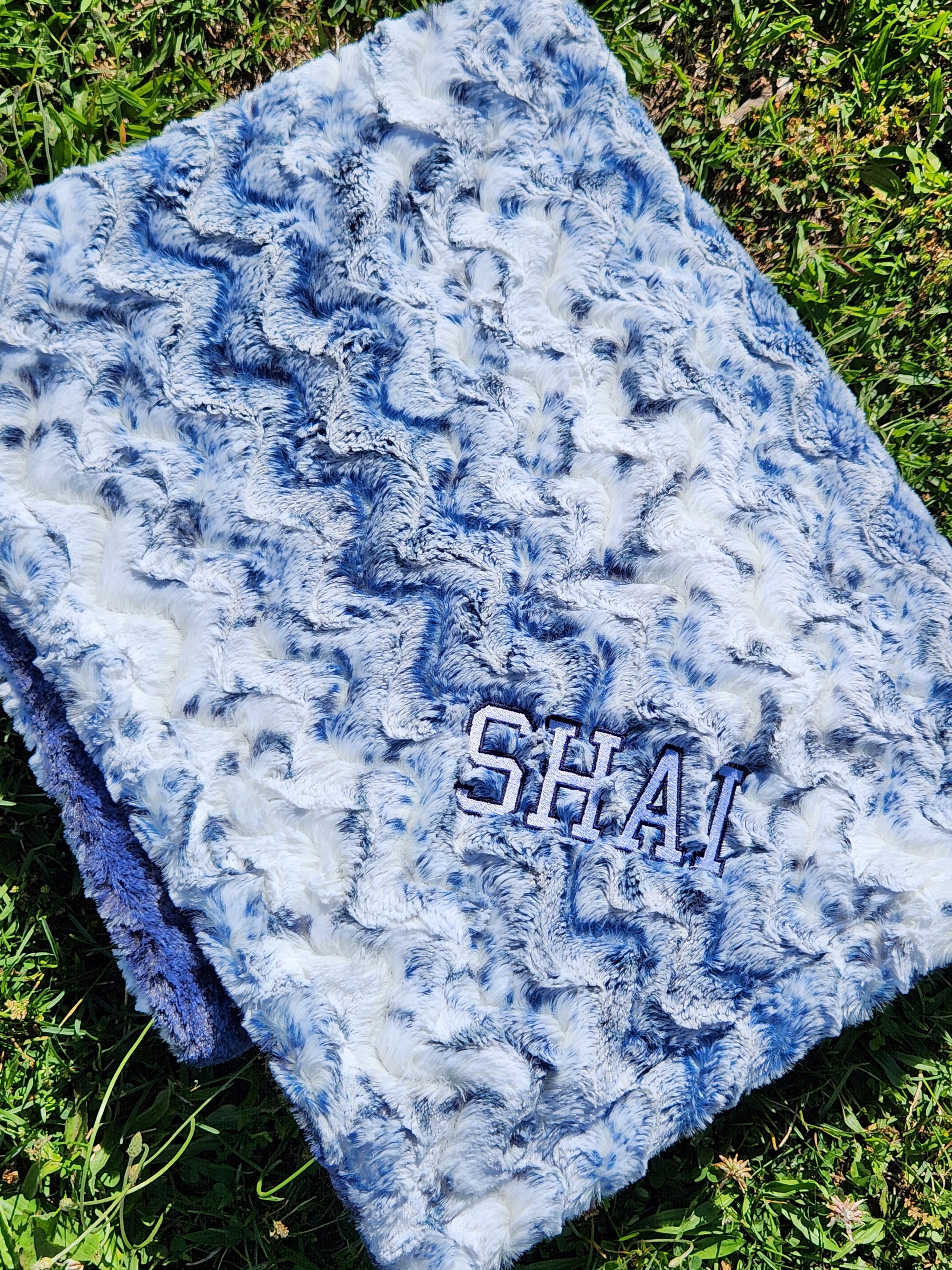 Owl Navy Boys Minky Blanket