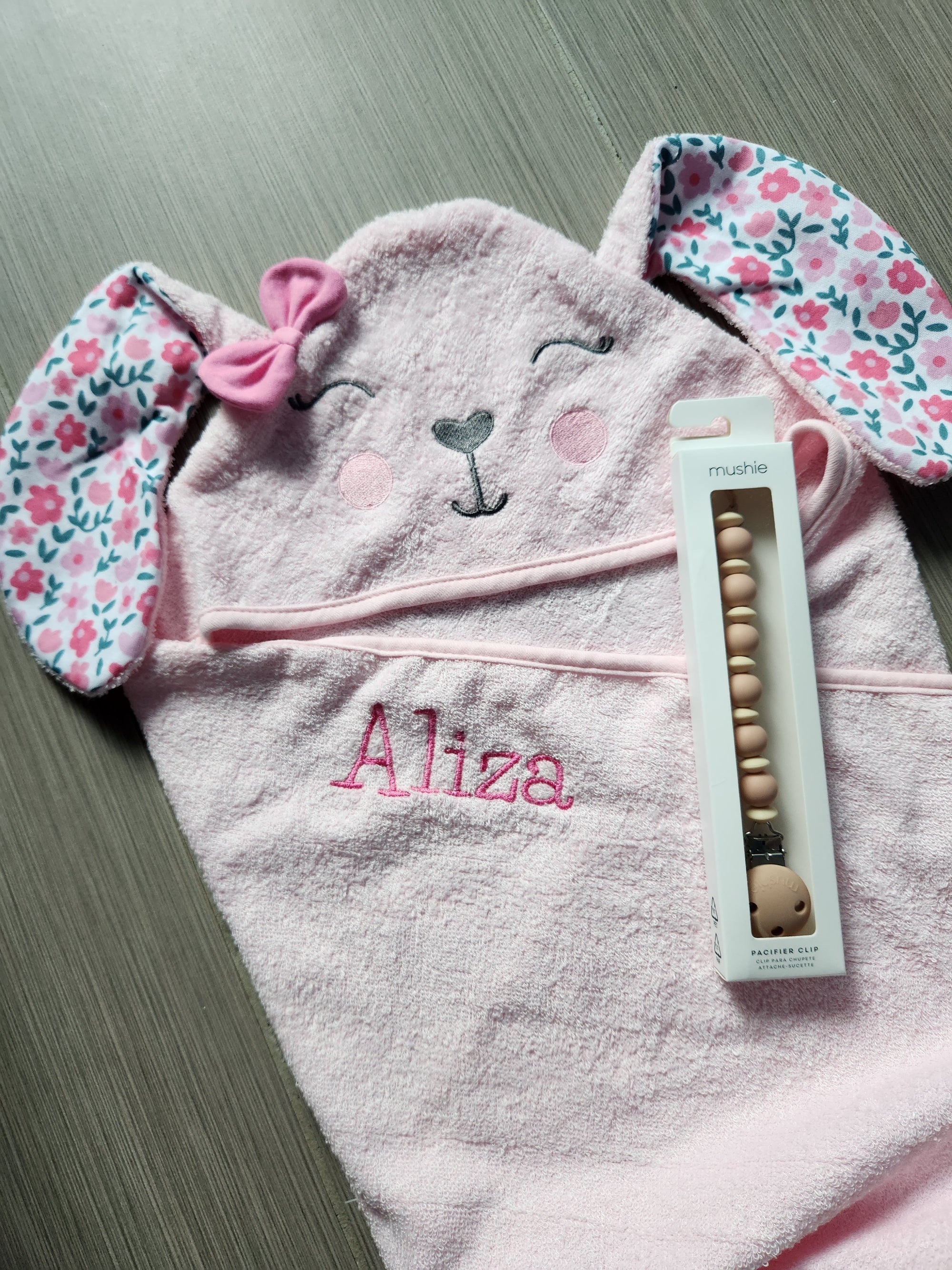 Flower Bunny Hooded Girl Toddler Towel