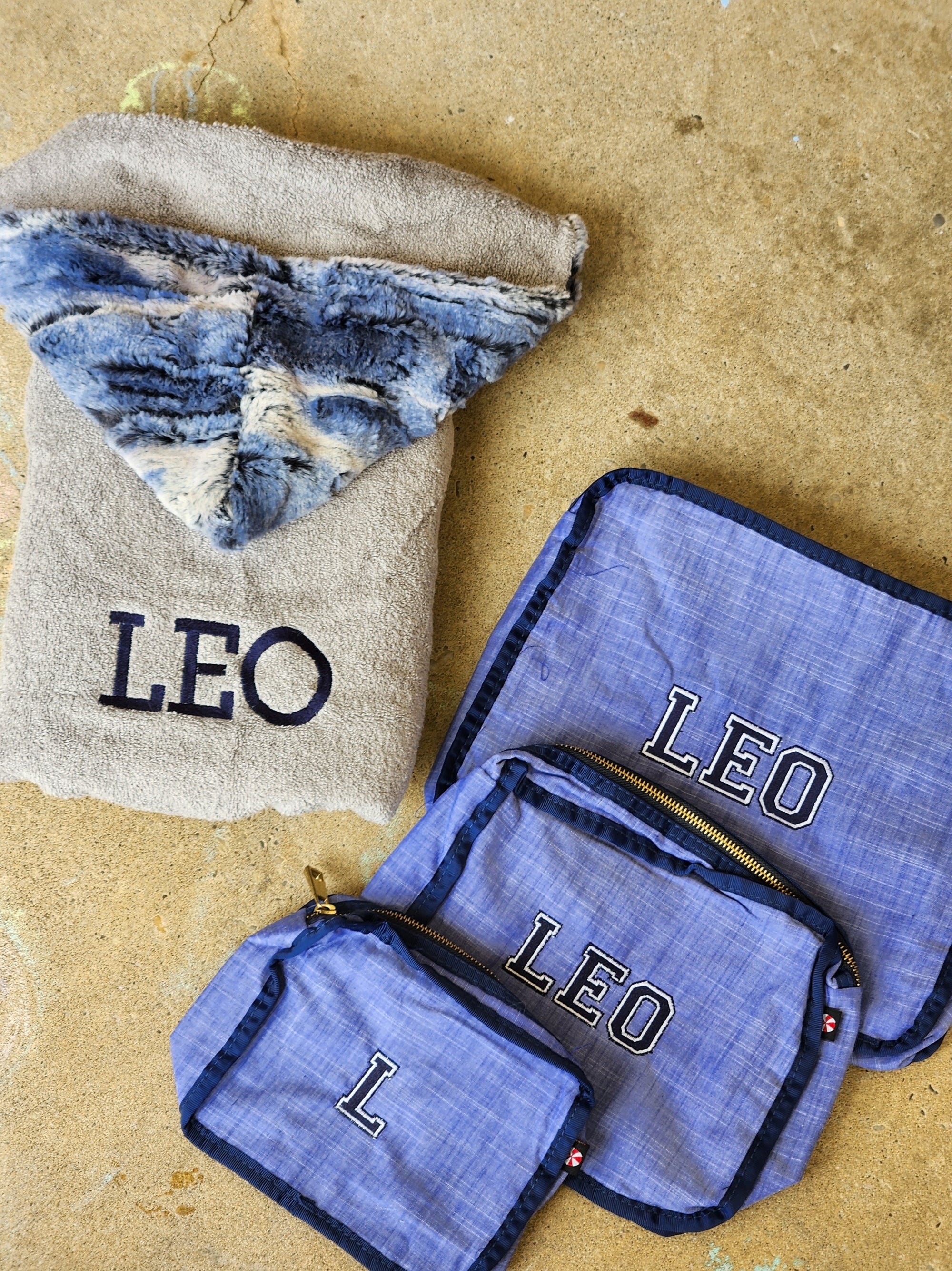 Gray and Navy Ombre Boys Hooded Towel