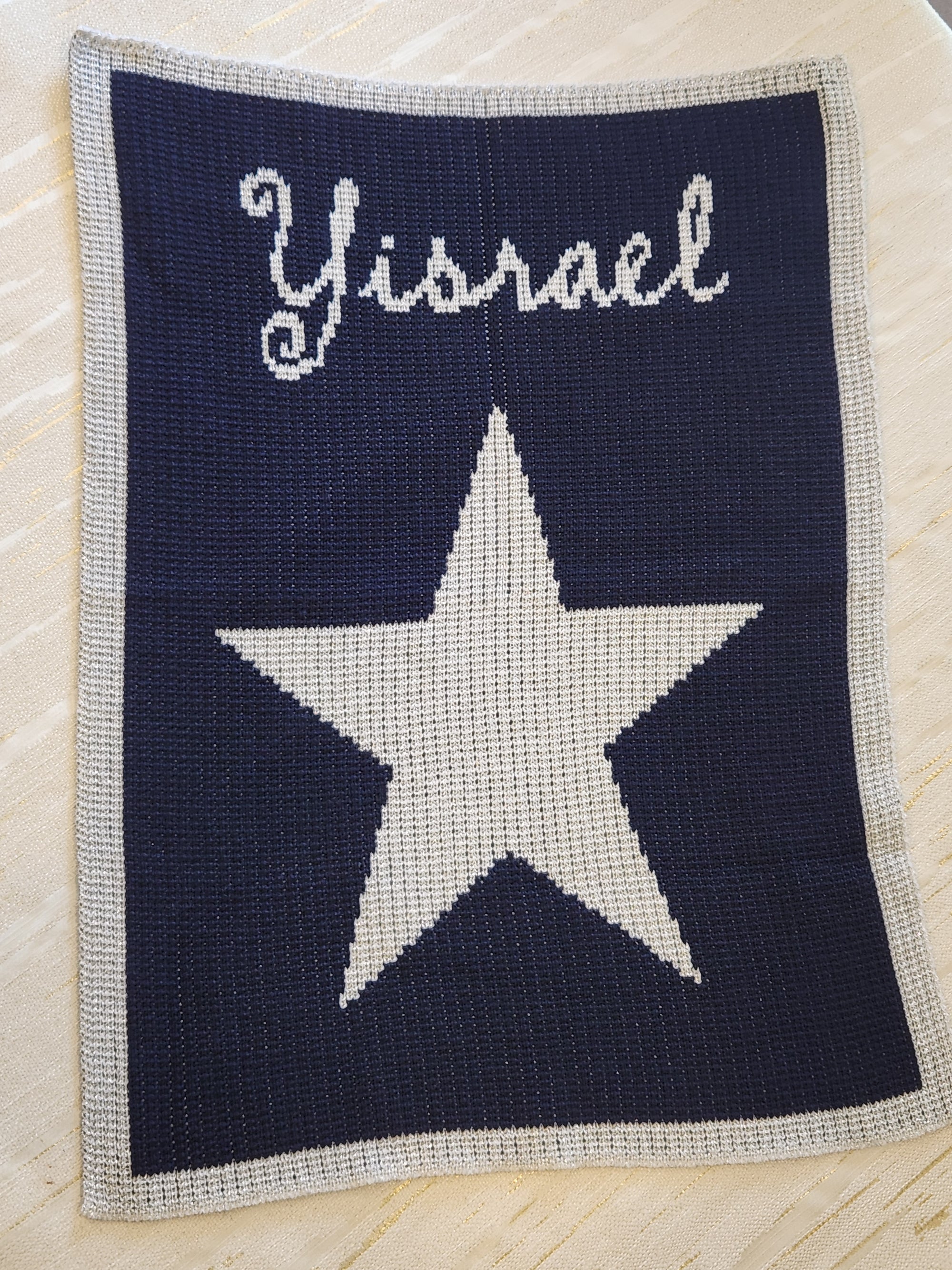 Single Star & Name Stroller Knit Blanket