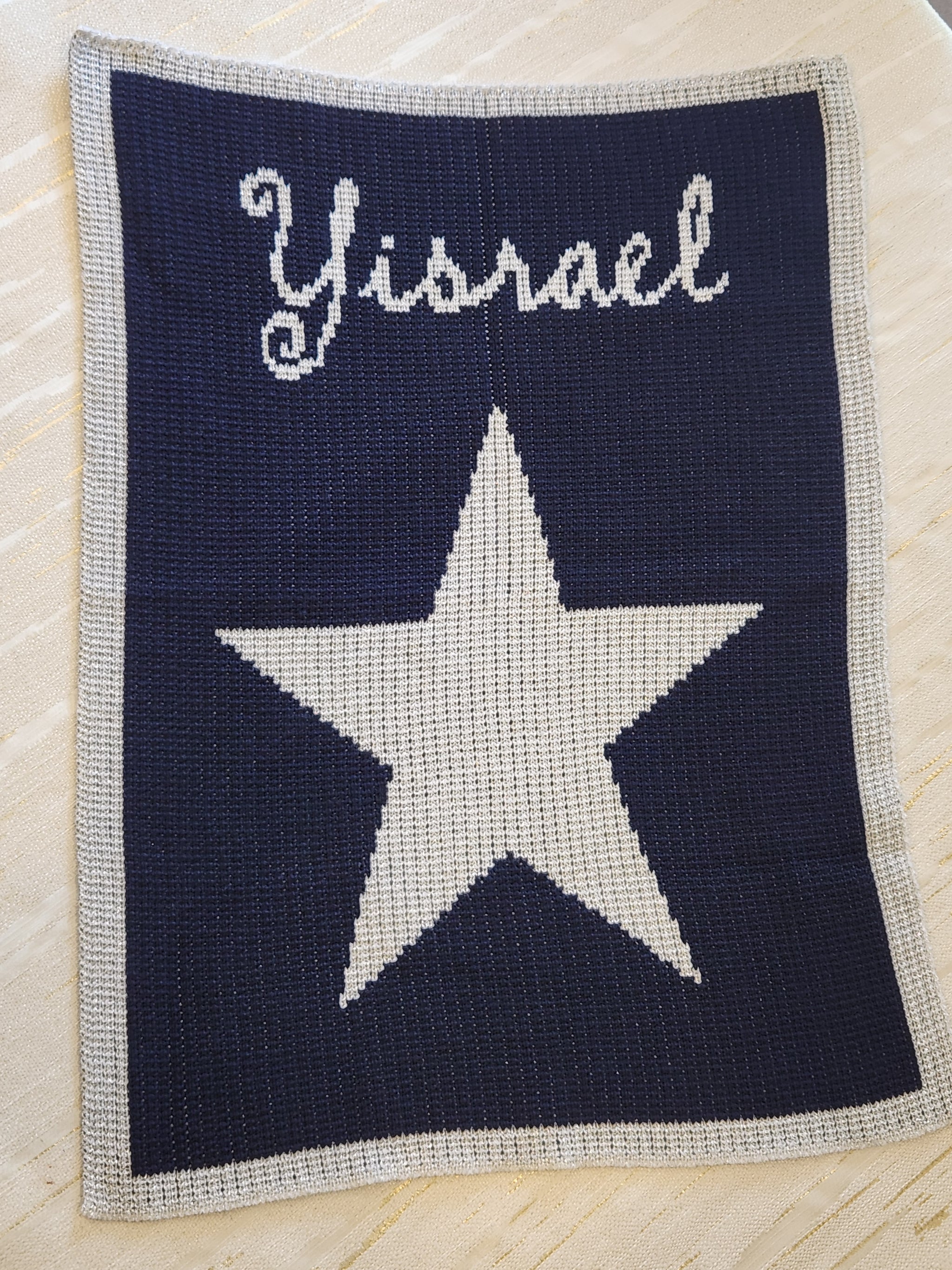 Single Star & Name Stroller Knit Blanket