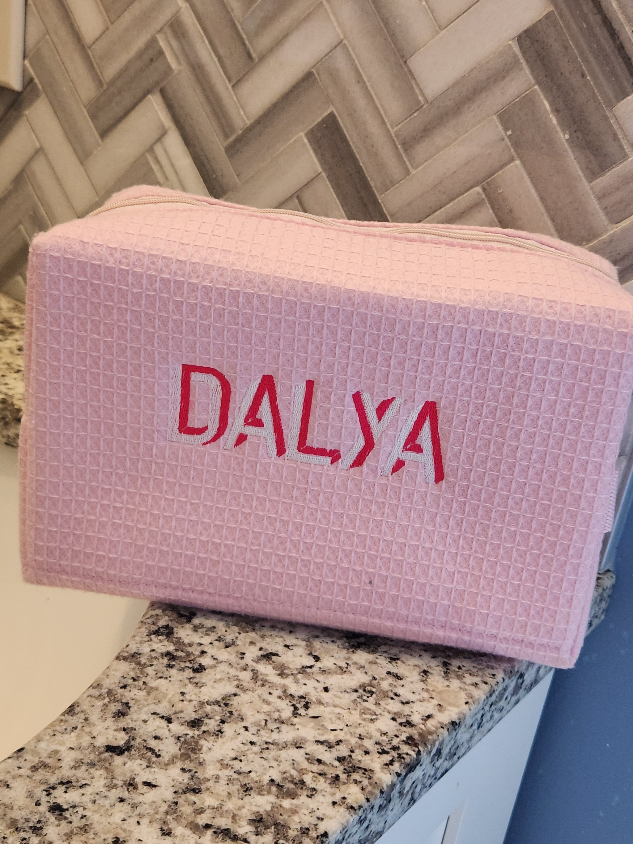 Light Pink Waffle Toiletry Bag