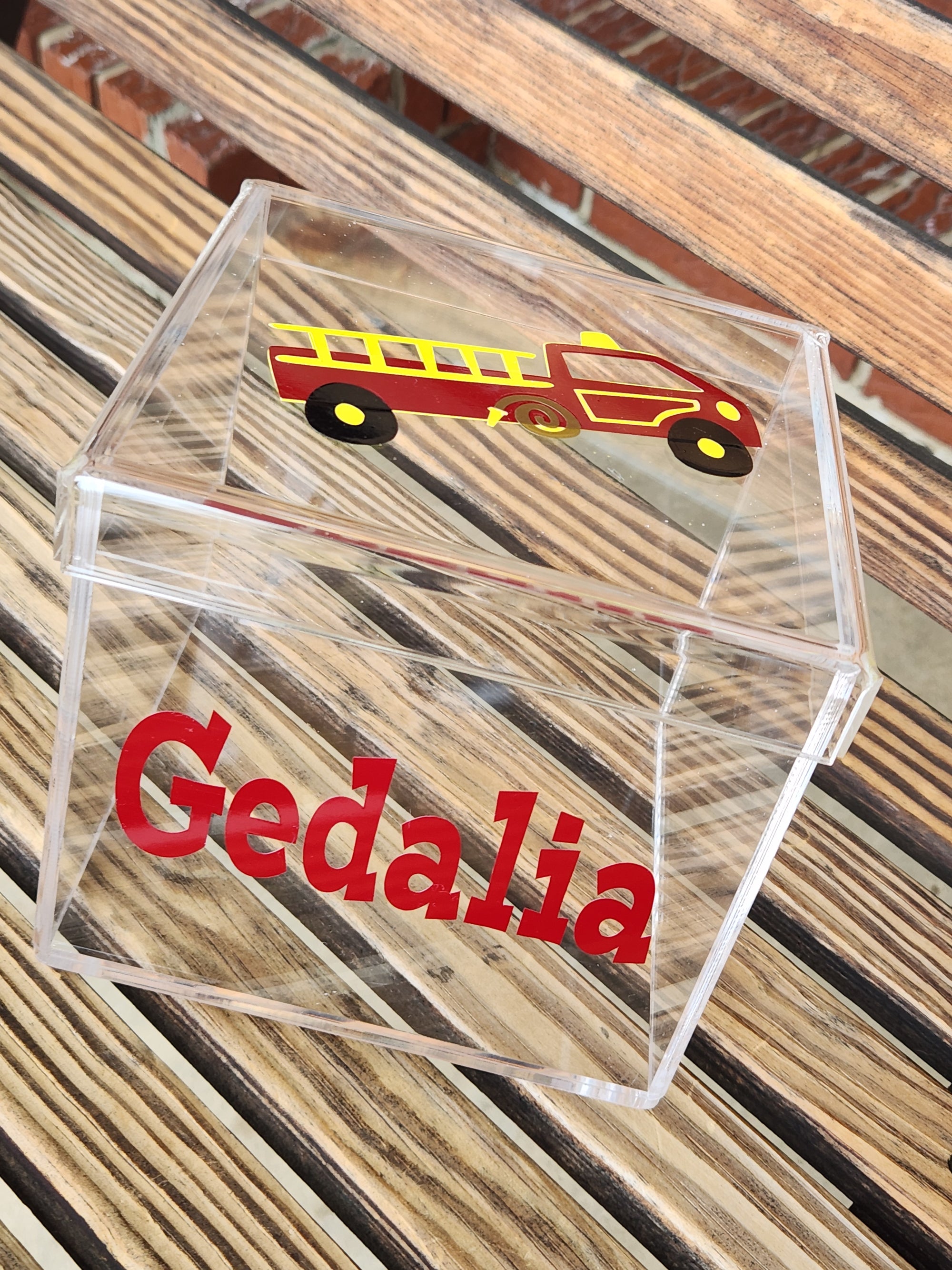Fire Truck Lucite Box