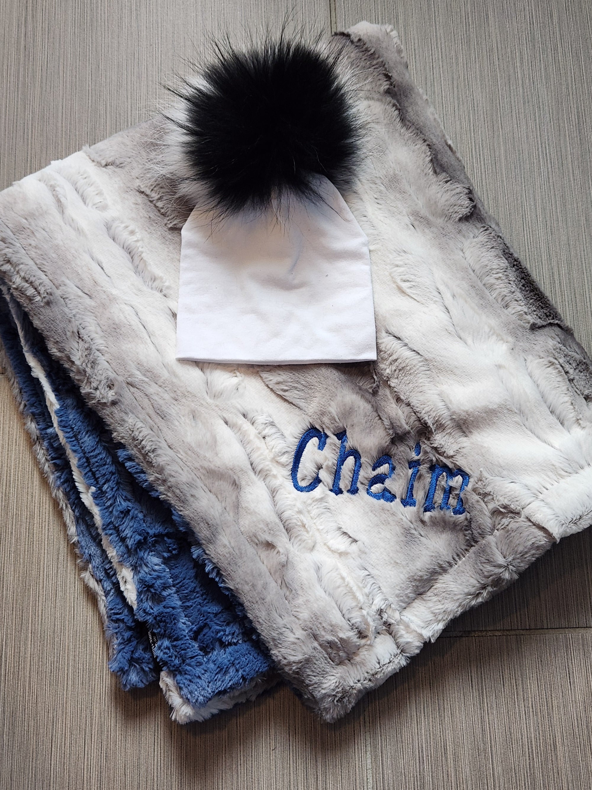 Gray Ombre Cobalt Boys Minky Blanket