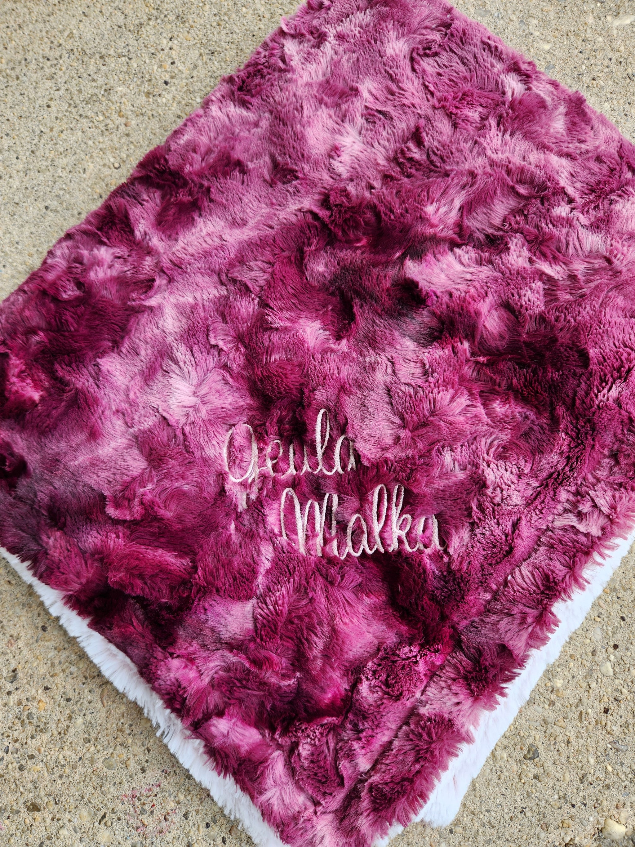 Smokey Cloud Raspberry Merlot Girls Minky Blanket