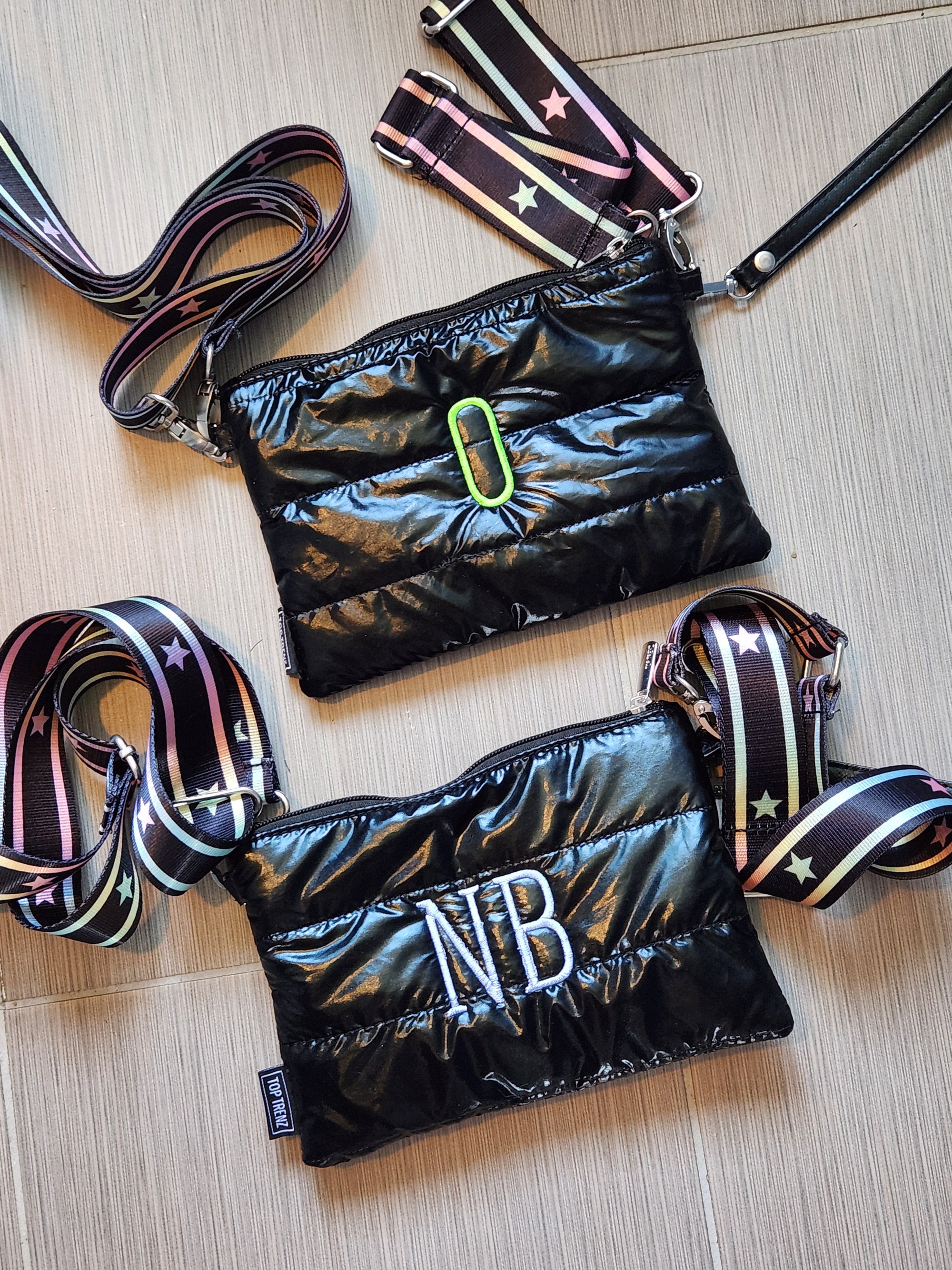 Black Puffer 3-in-1 Belt or Crossbody Bag Gradient Star Straps