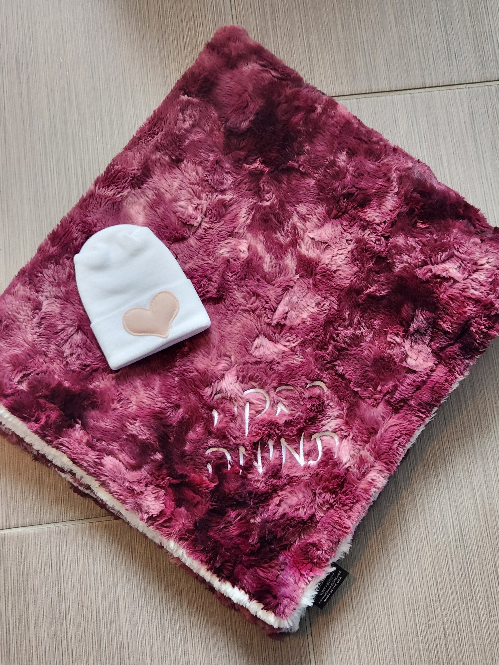 Smokey Cloud Raspberry Merlot Girls Minky Blanket