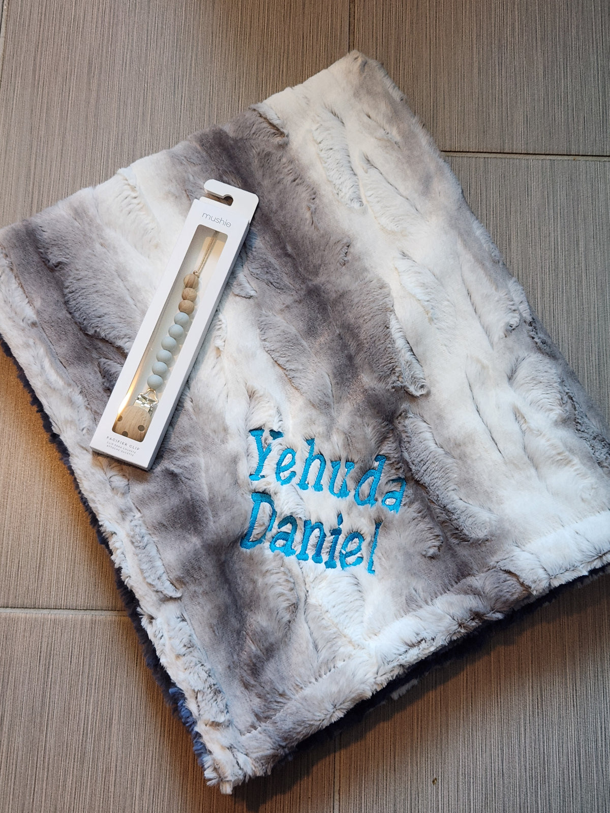 Gray Ombre Cobalt Boys Minky Blanket