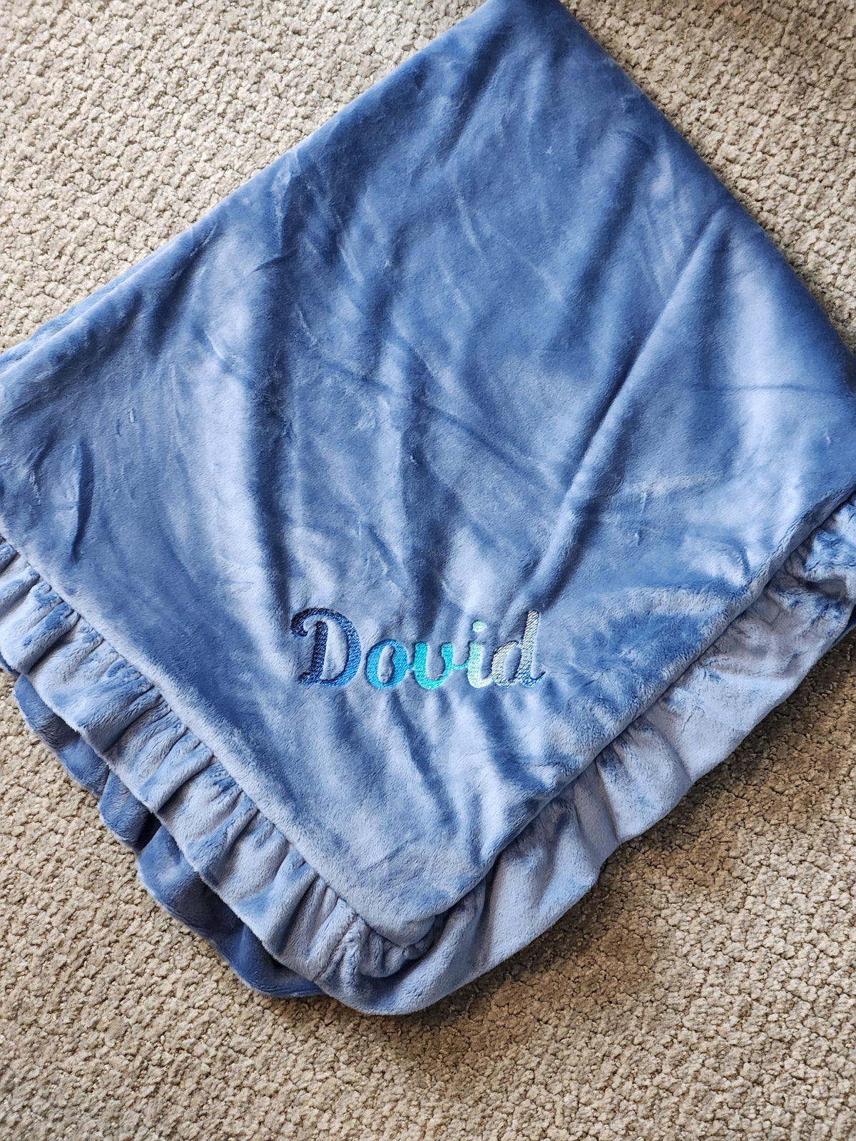 Blue Ruffle Boys Minky Blanket