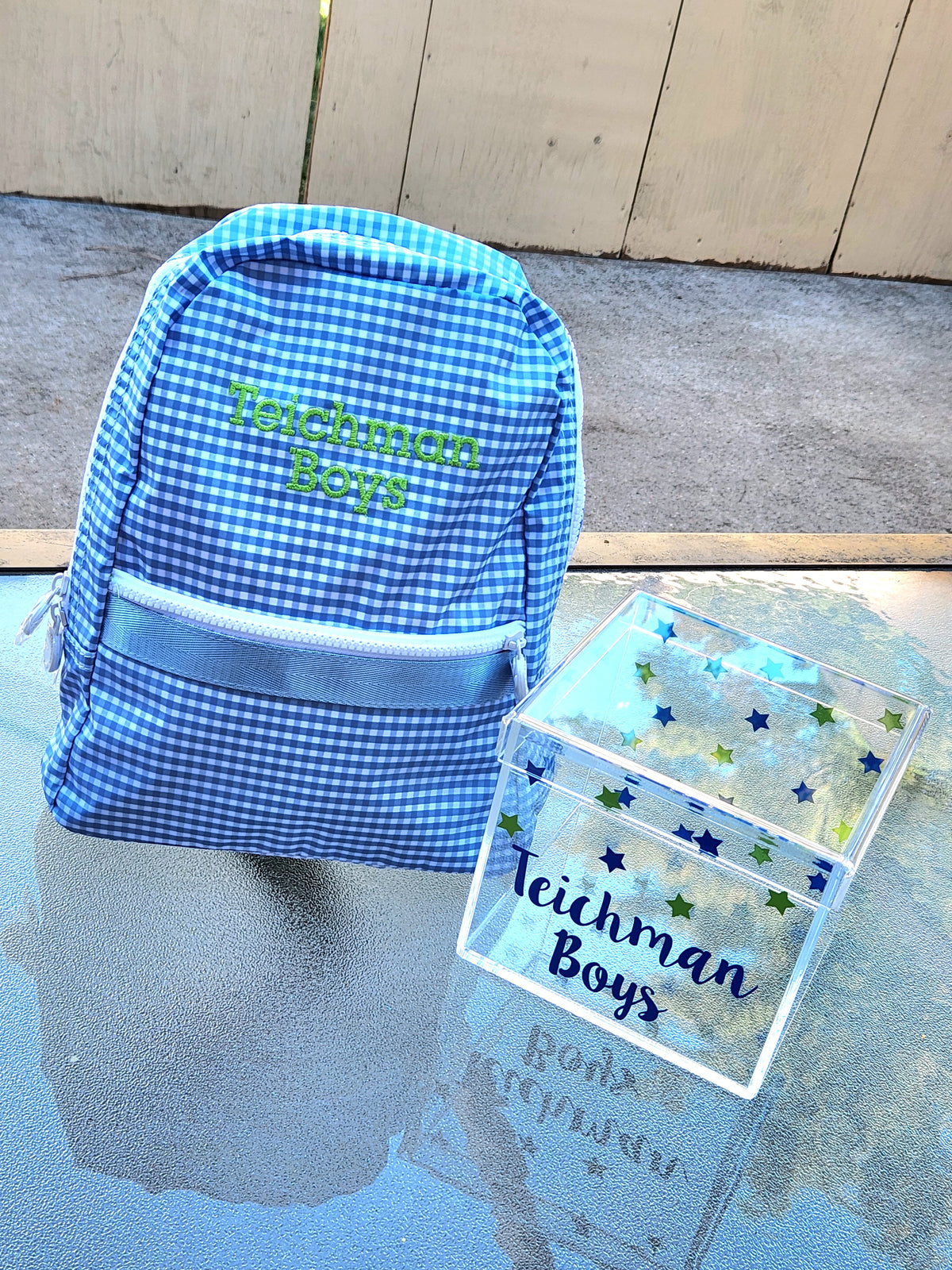 Baby Blue Gingham Mini Backpack