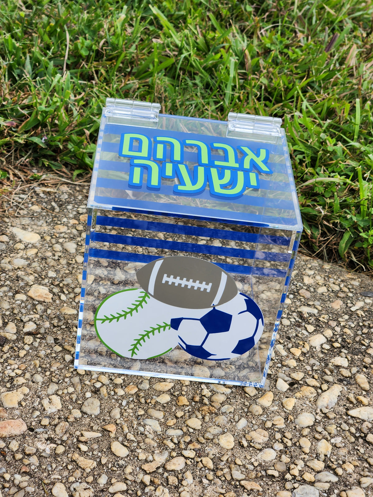 Sports Striped Lucite Box