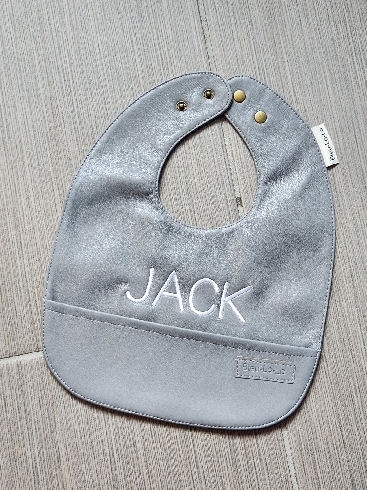 Gray Leather Bib