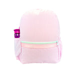 Pink Seersucker Backpack with pockets