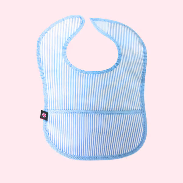Blue Seersucker Glossy Bib